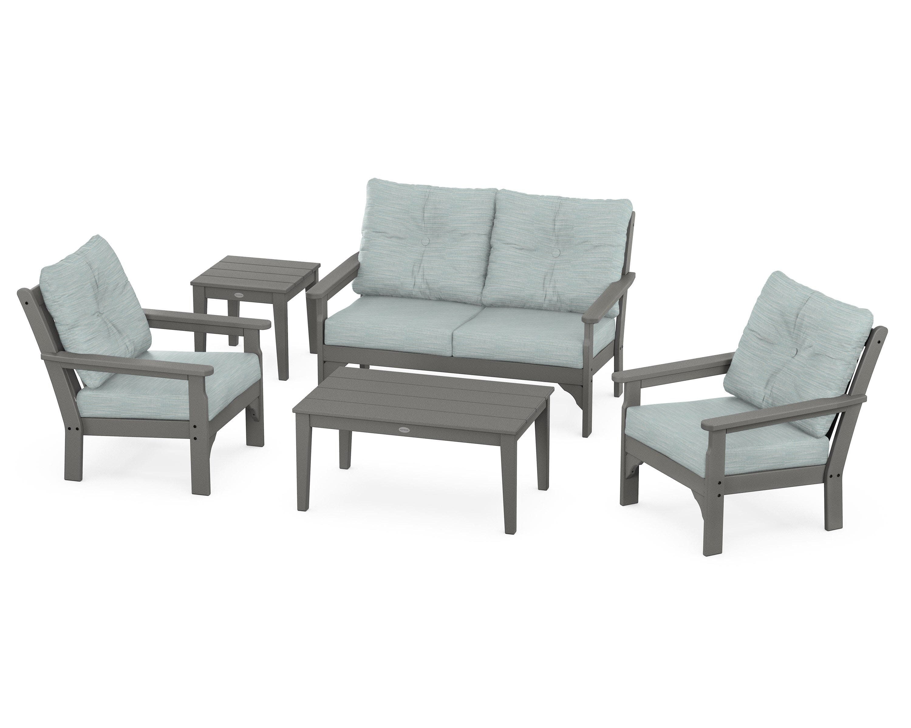 Vineyard 5-Piece Deep Seating Set in Slate Grey / Soothe Mist