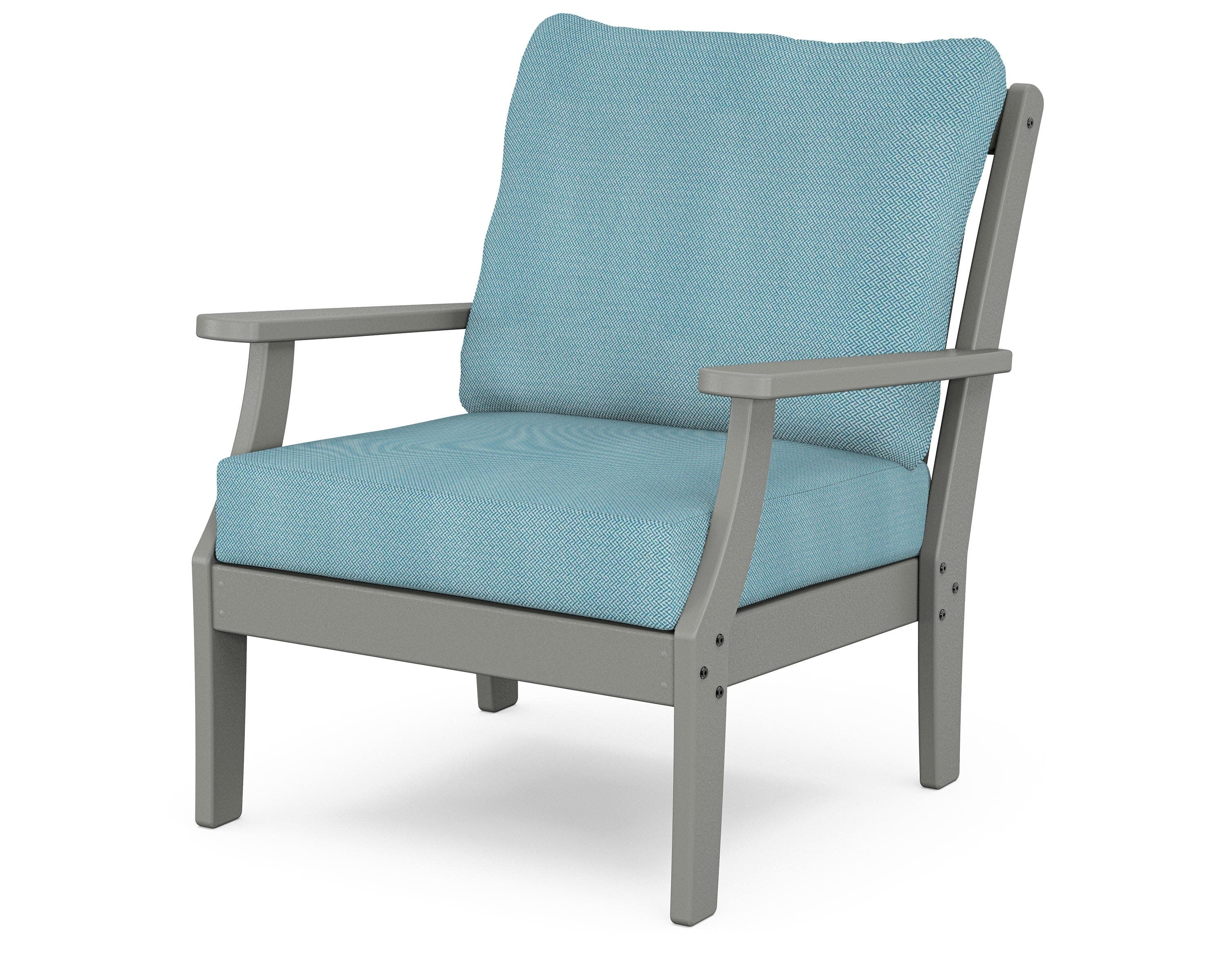 Braxton Deep Seating Chair in Slate Grey / Lattice Sky Blue