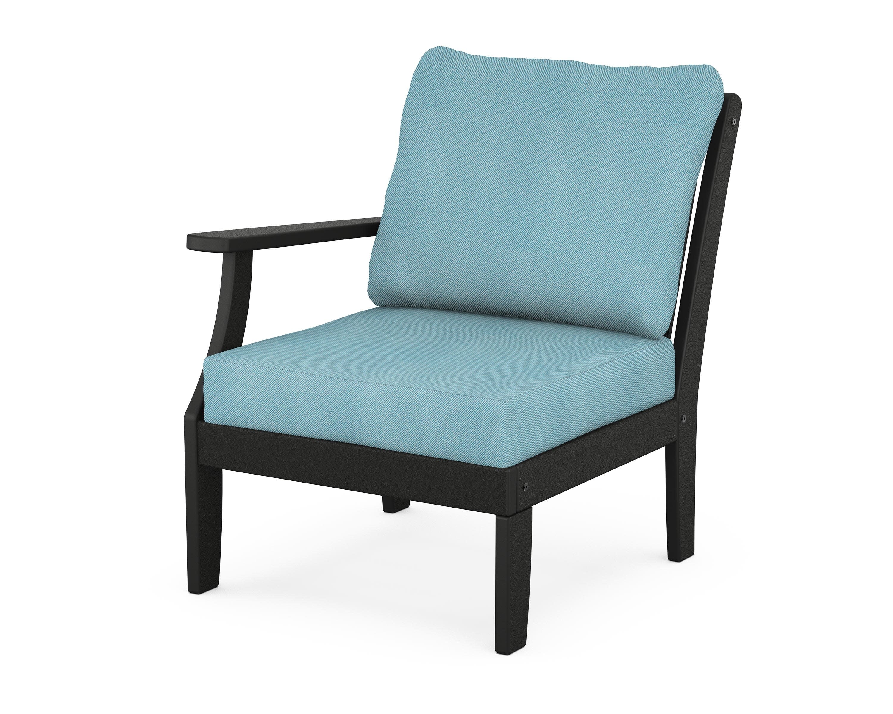 Braxton Modular Left Arm Chair in Black / Lattice Sky Blue