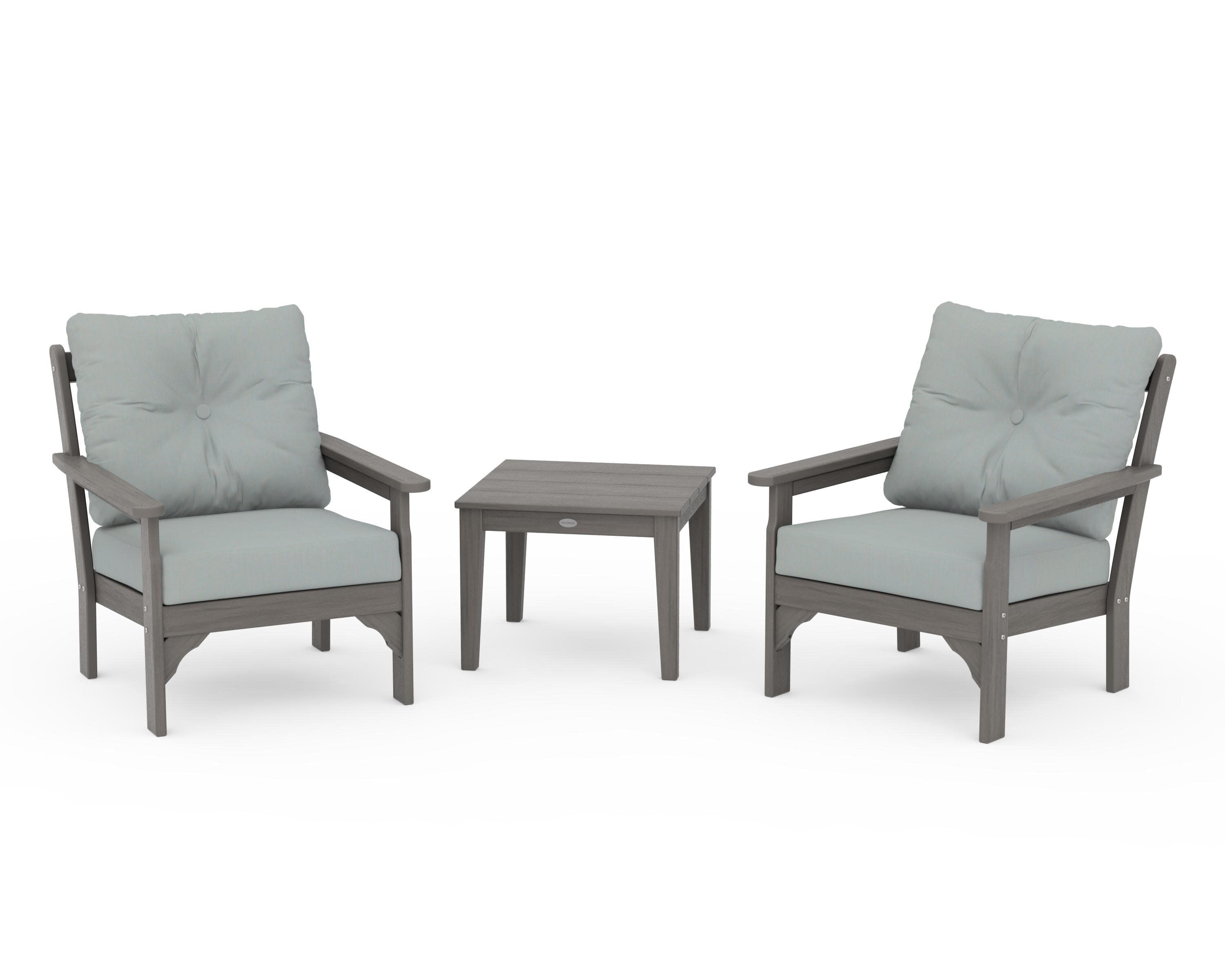 Vineyard 3-Piece Deep Seating Set in Driftwood / Spa
