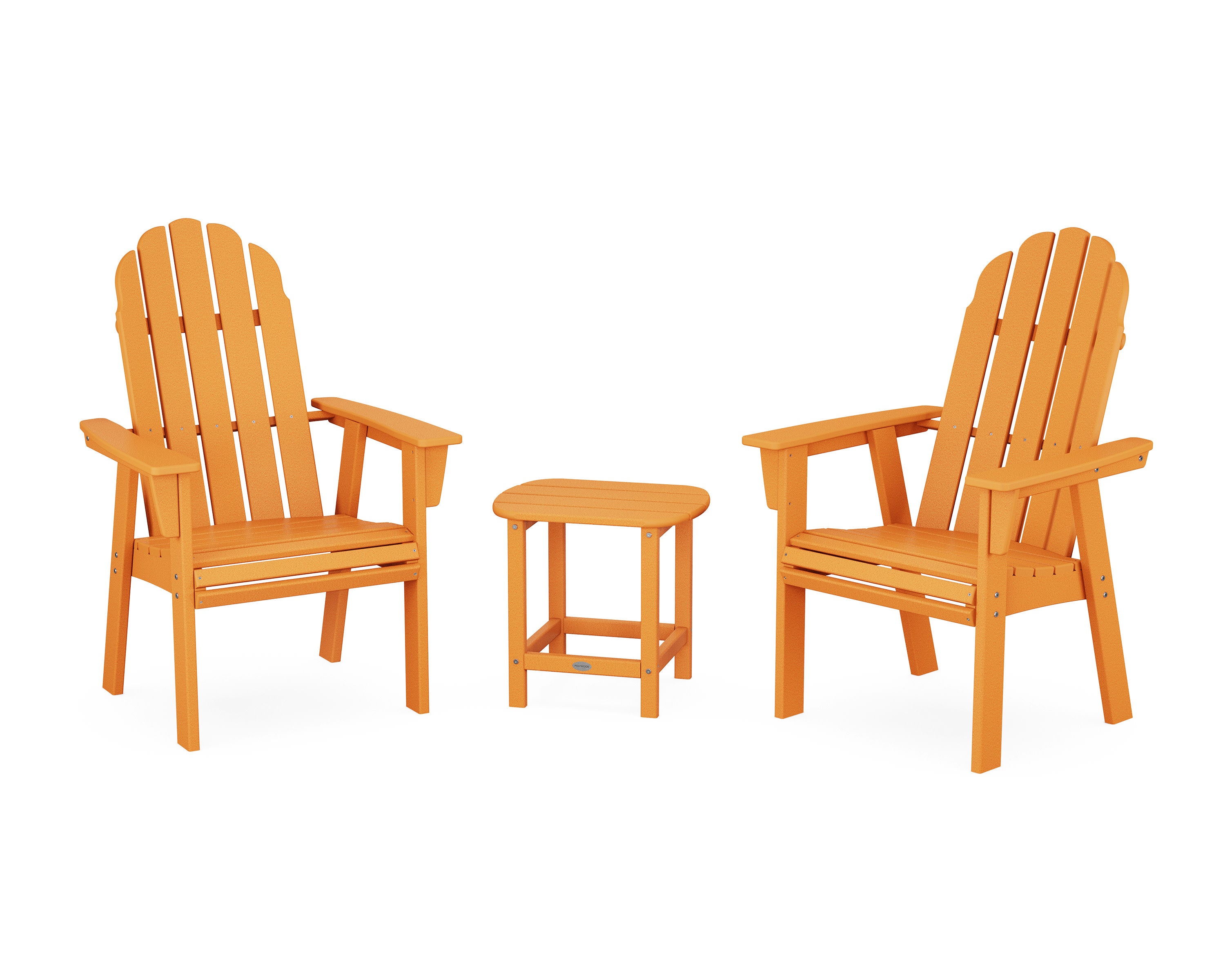 Vineyard 3-Piece Curveback Upright Adirondack Chair Set in Tangerine