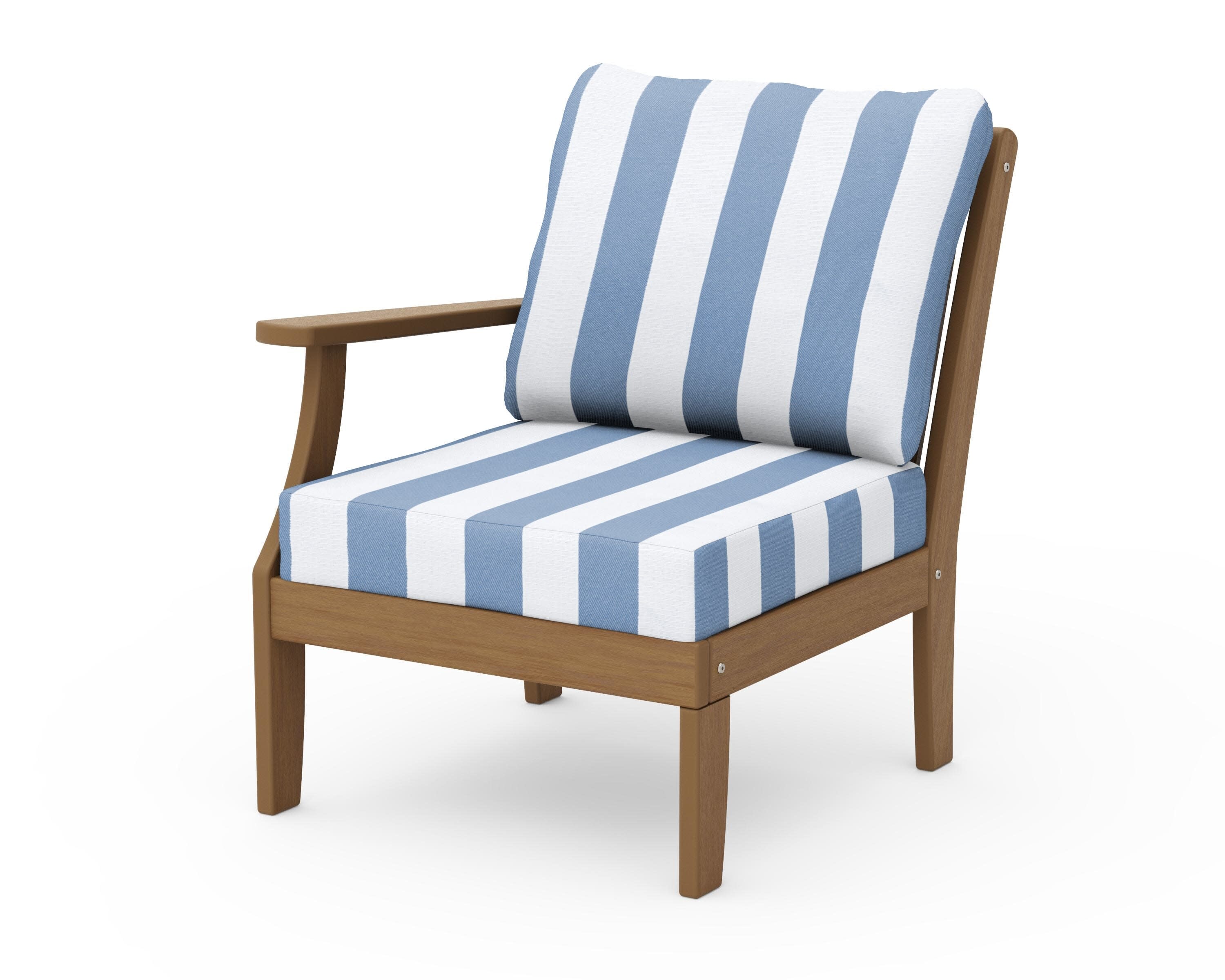 Braxton Modular Left Arm Chair in Natural / Cabana Stripe Sky Blue
