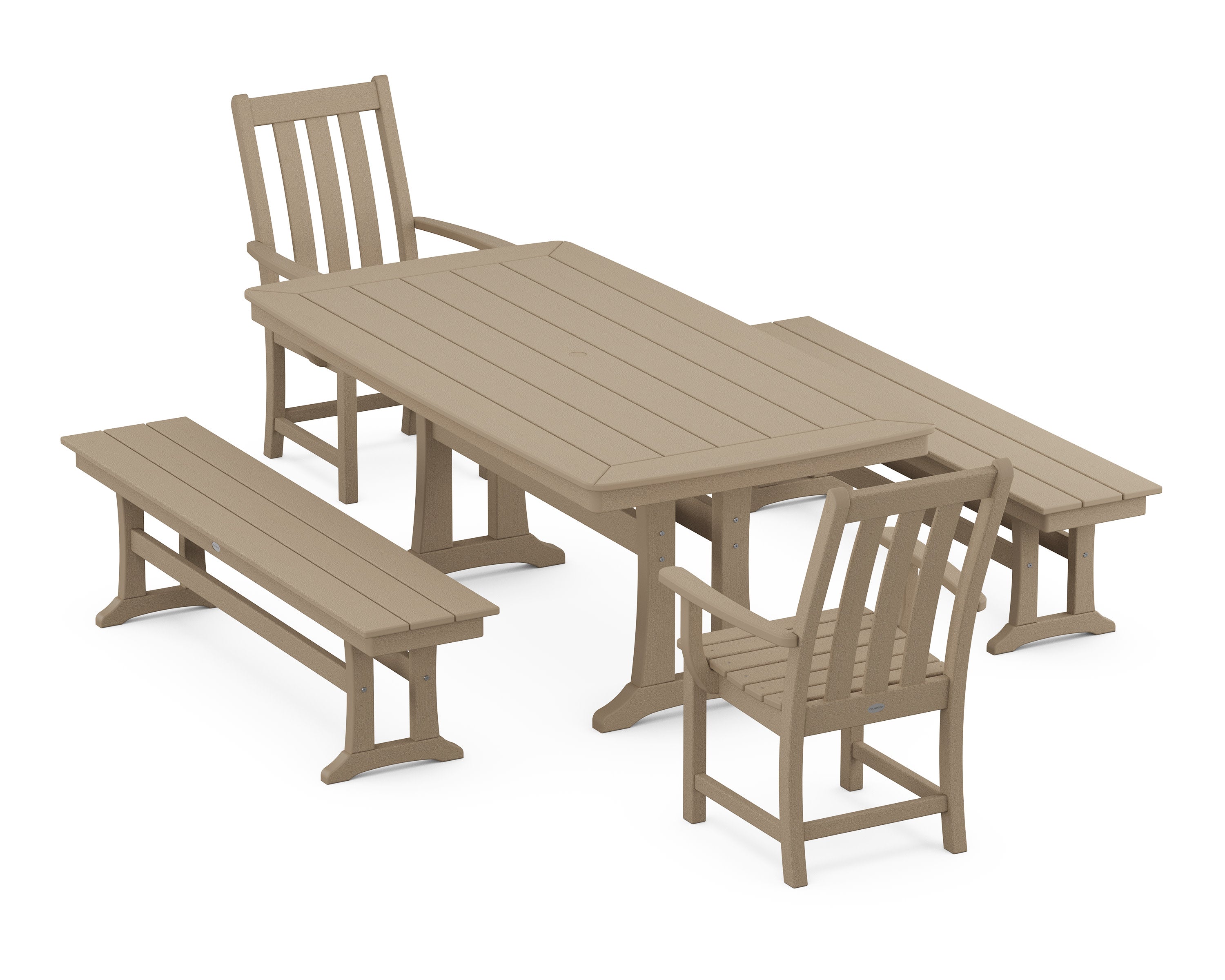 Vineyard 5-Piece Dining Set with Trestle Legs in Vintage Sahara