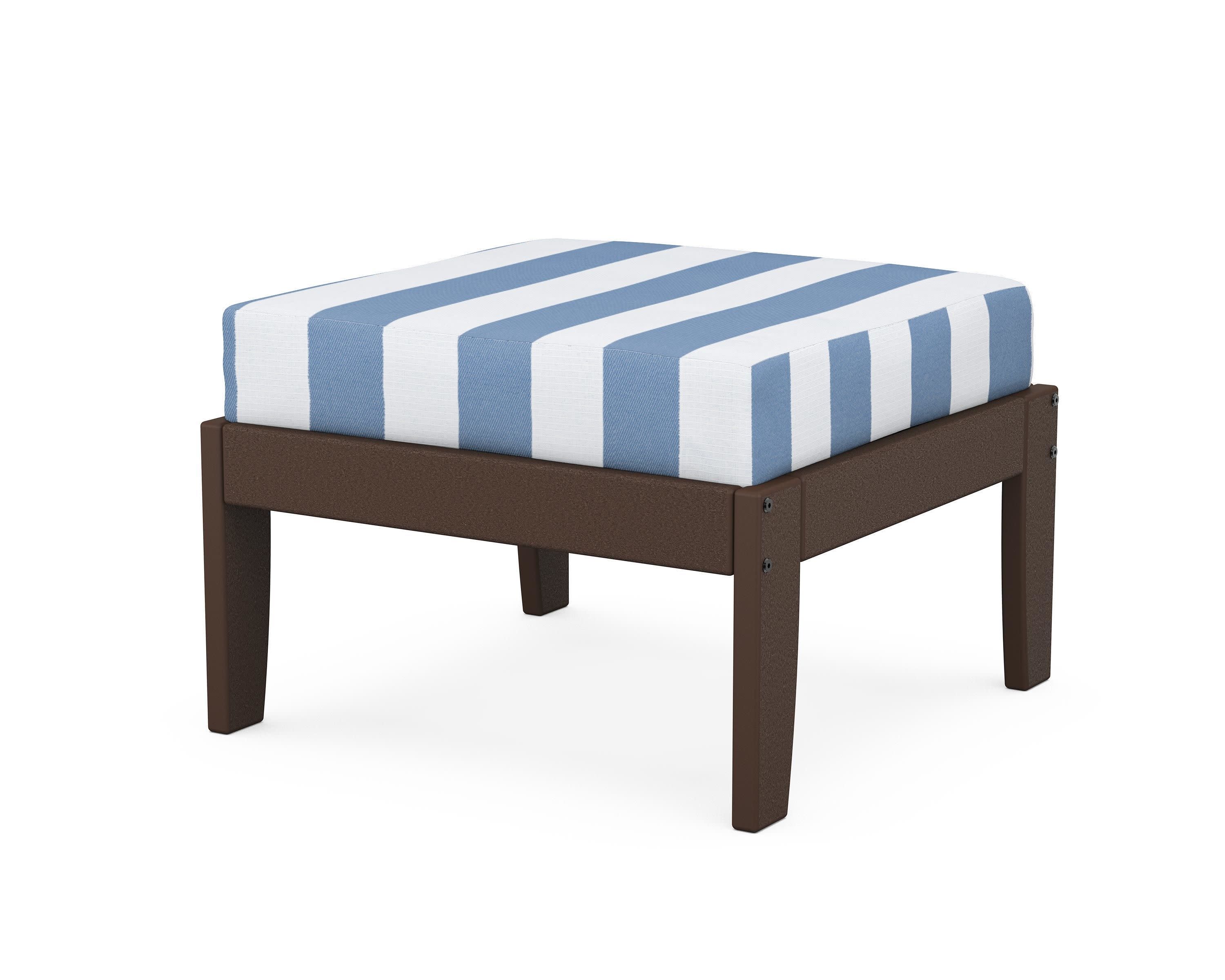 Modular Ottoman - Classic in Mahogany / Cabana Stripe Sky Blue
