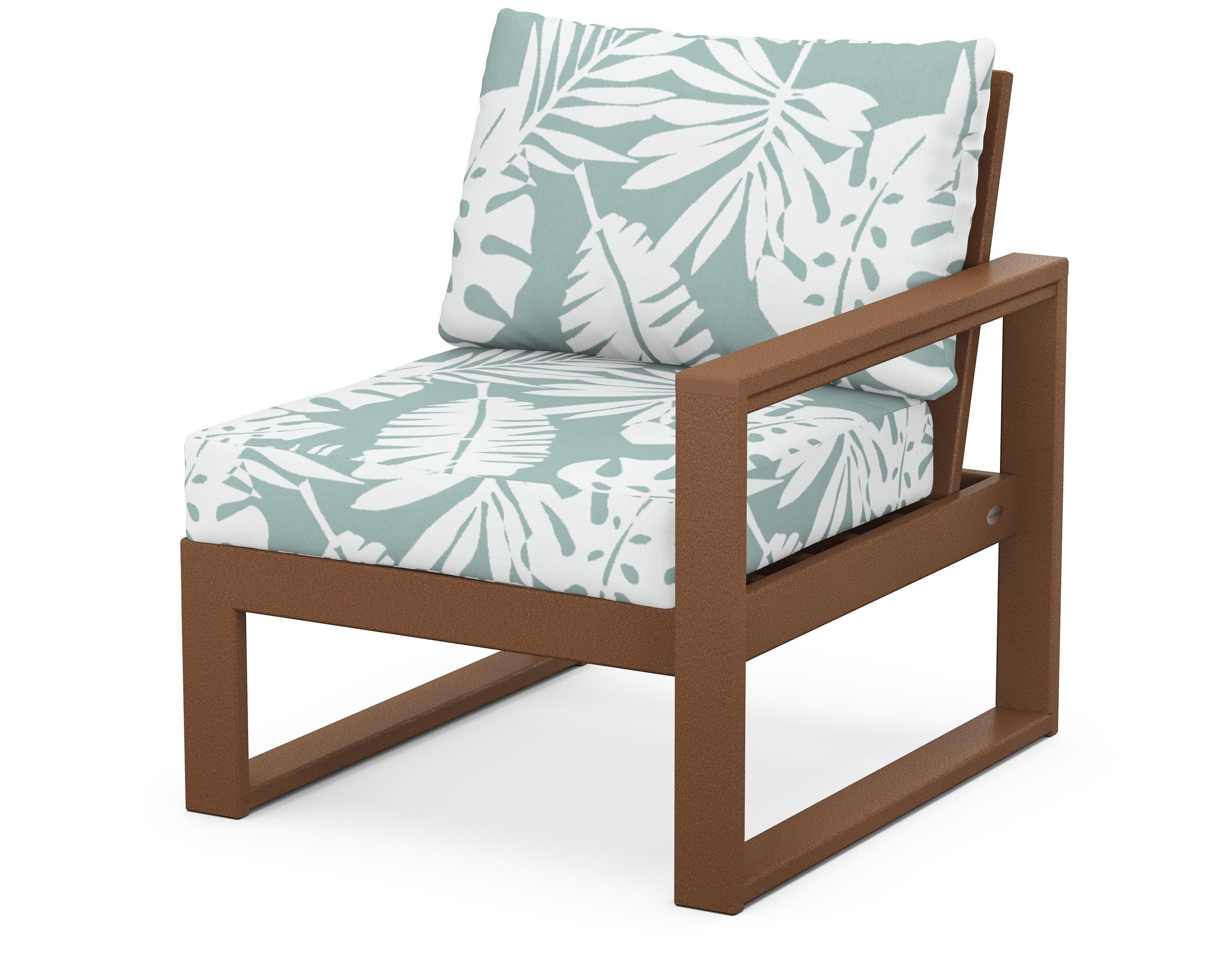 EDGE Modular Right Arm Chair in Teak / Leaf Glacier Spa