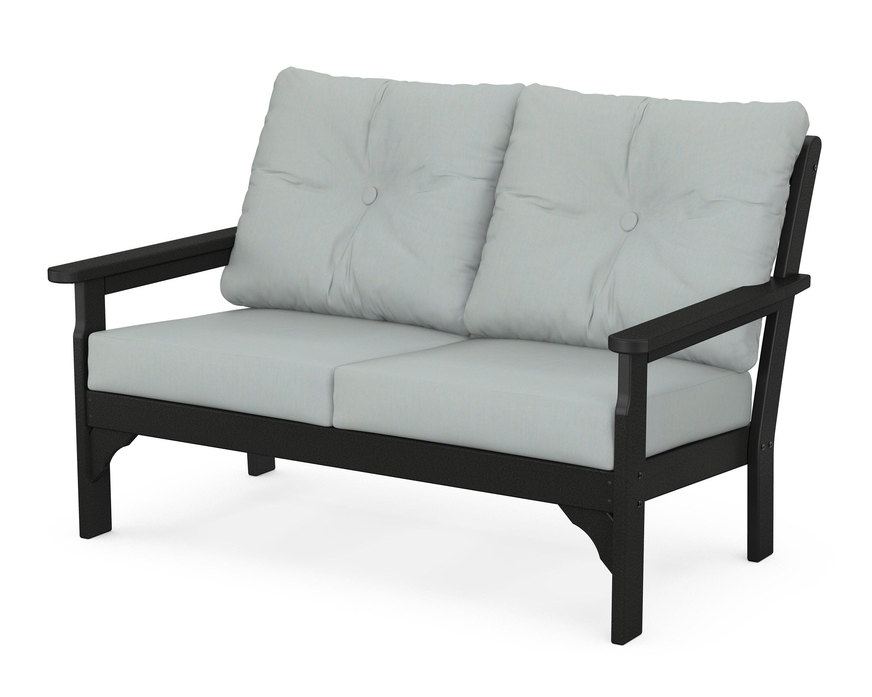 Vineyard Deep Seating Loveseat in Black / Spa
