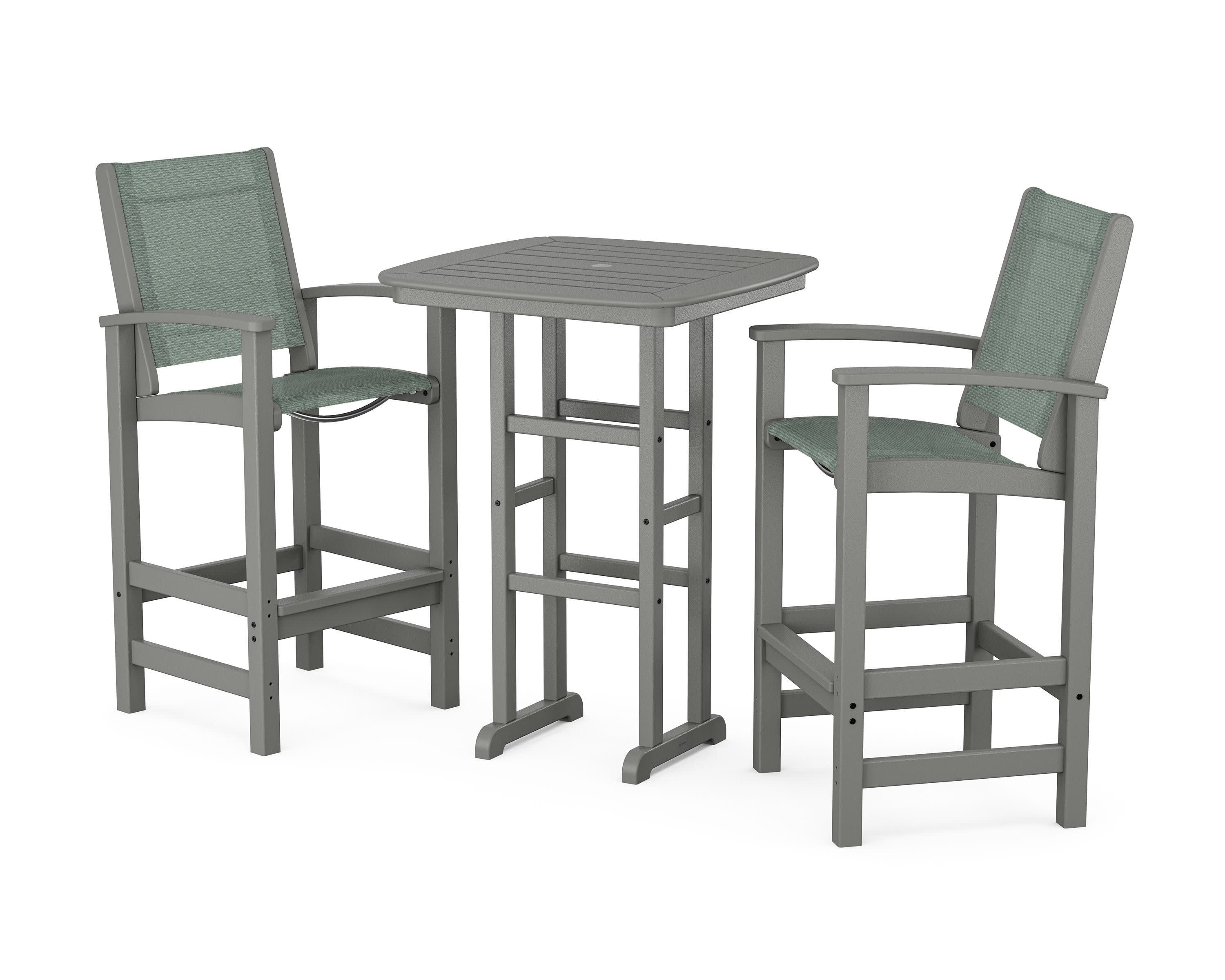 Coastal 3-Piece Bar Set in Slate Grey / Dupioni Sea Mist Sling