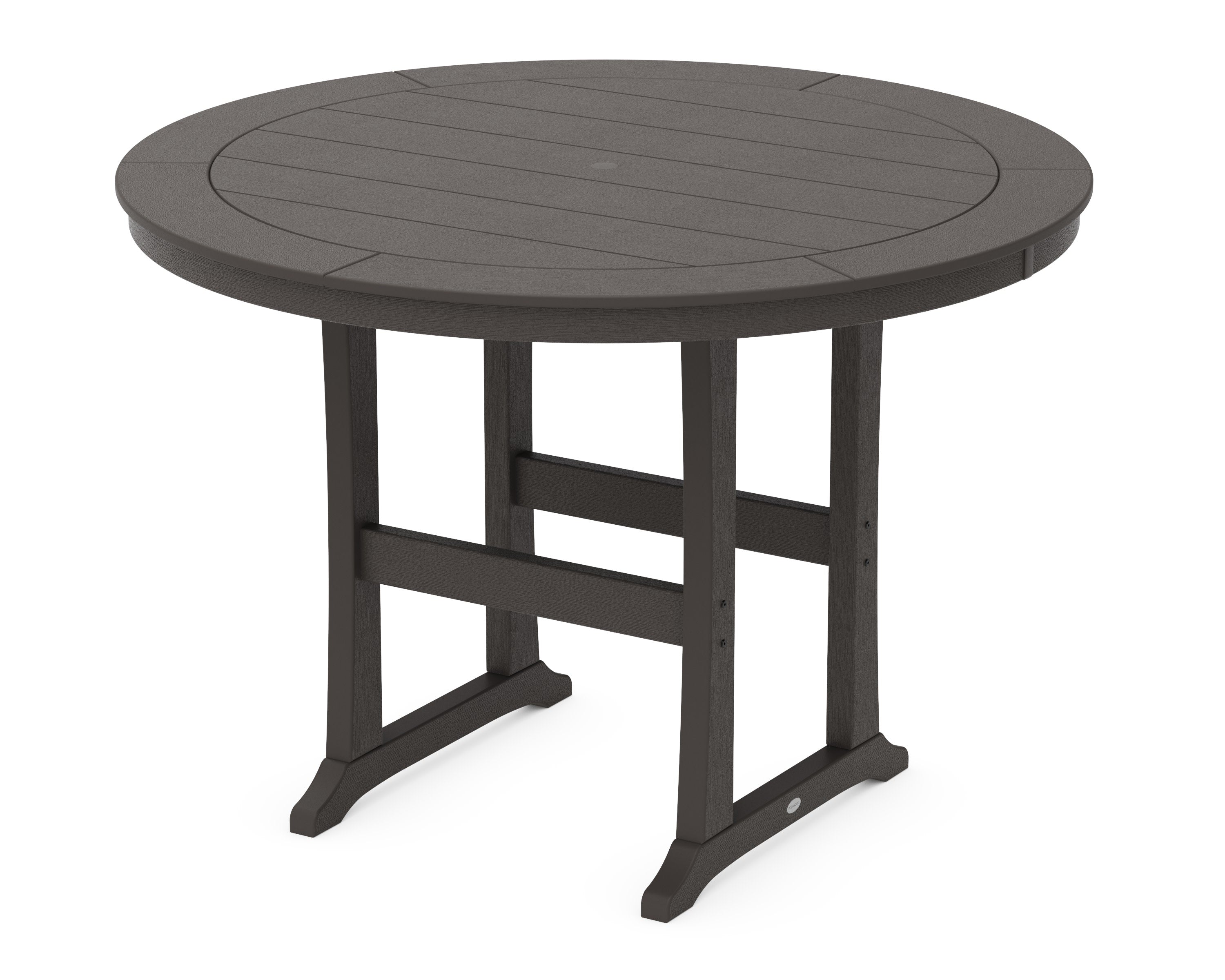 Nautical Trestle 60" Round Bar Table in Vintage Coffee