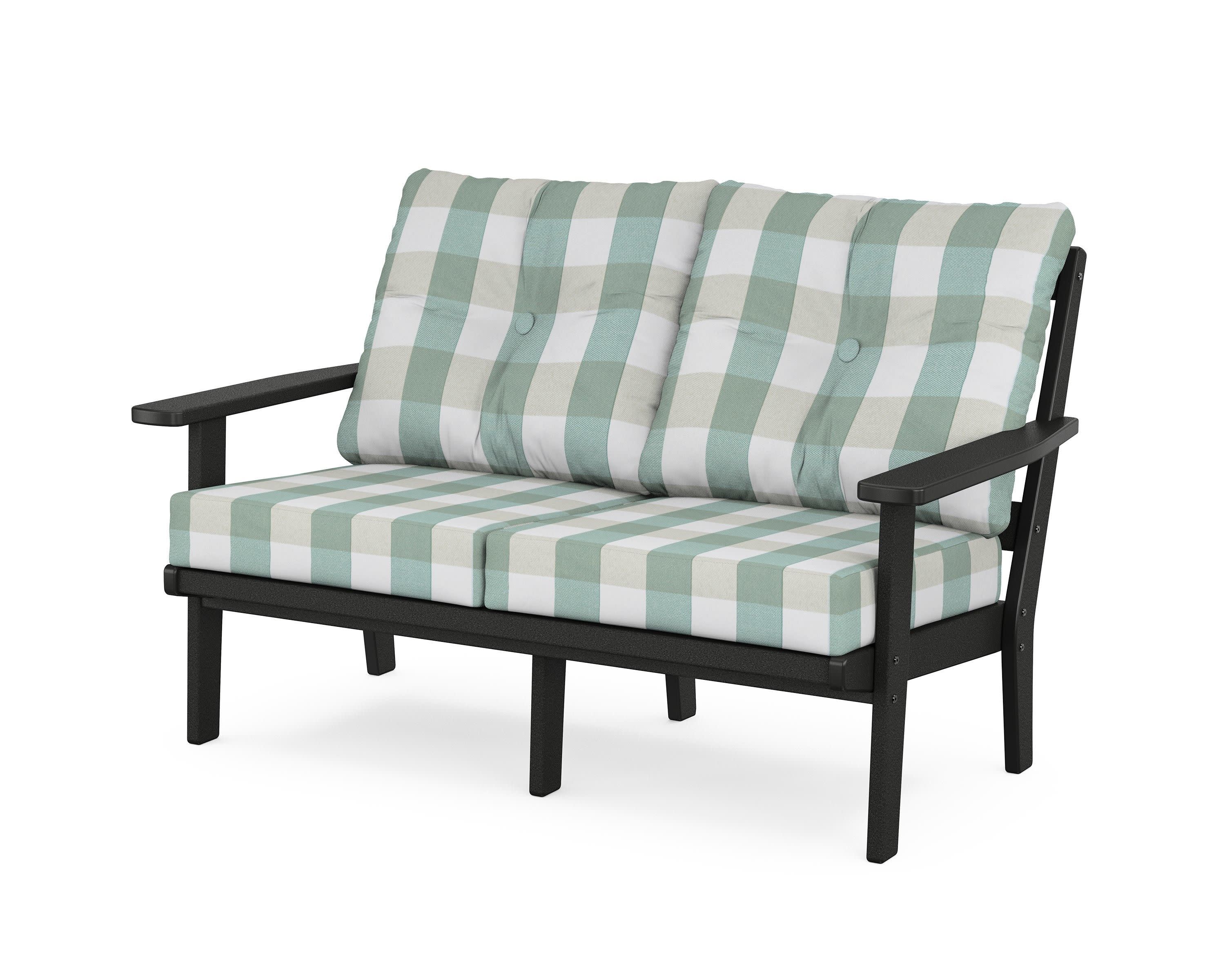 Oxford Deep SeatingLoveseat in Black / Buffalo Plaid Glacier Spa