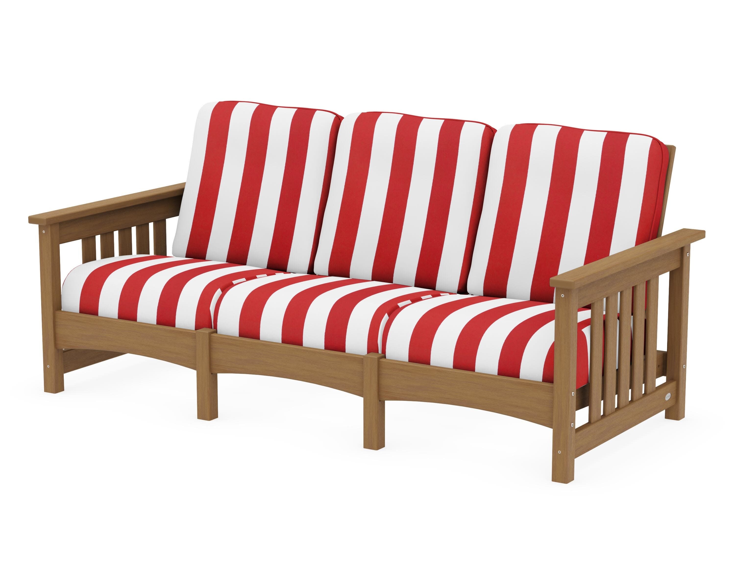 Club Mission Sofa in Natural / Cabana Stripe Crimson