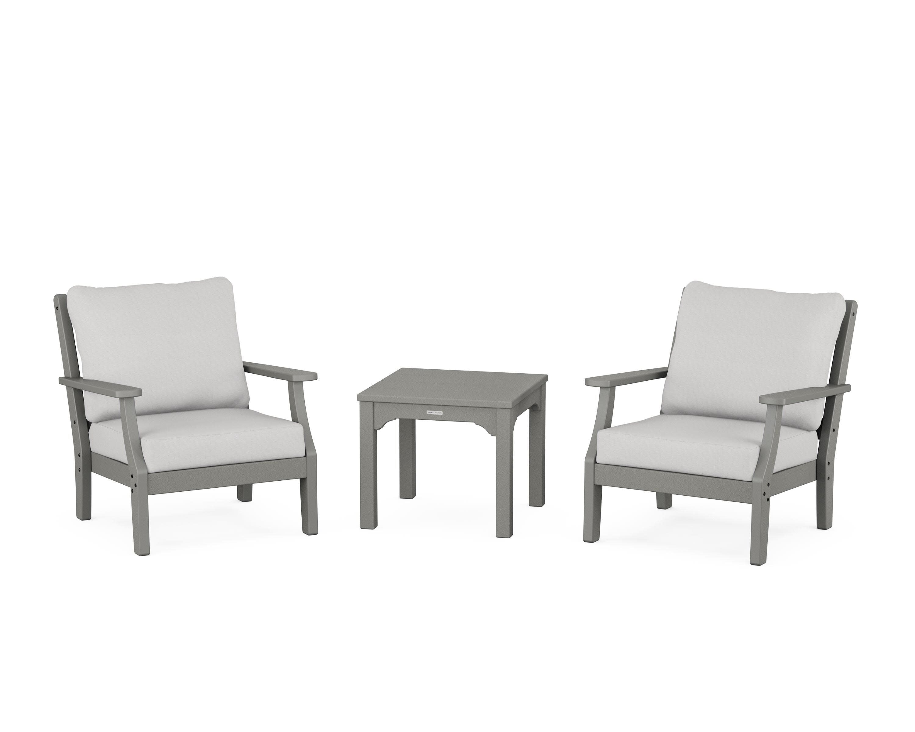 Chinoiserie 3-Piece Deep Seating Set in Slate Grey / Diamond in the Rough