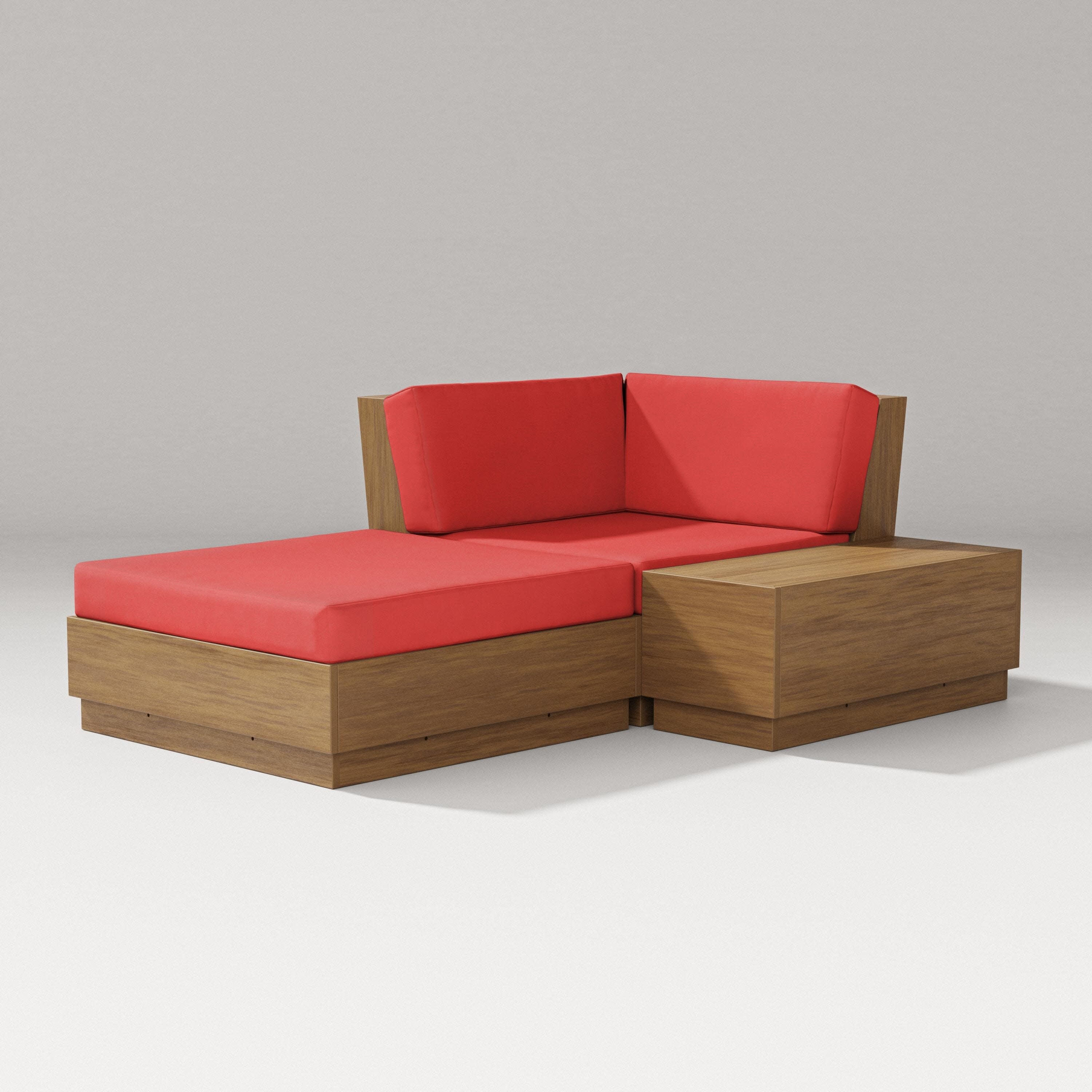 Elevate Corner Chaise in Natural / Crimson Linen