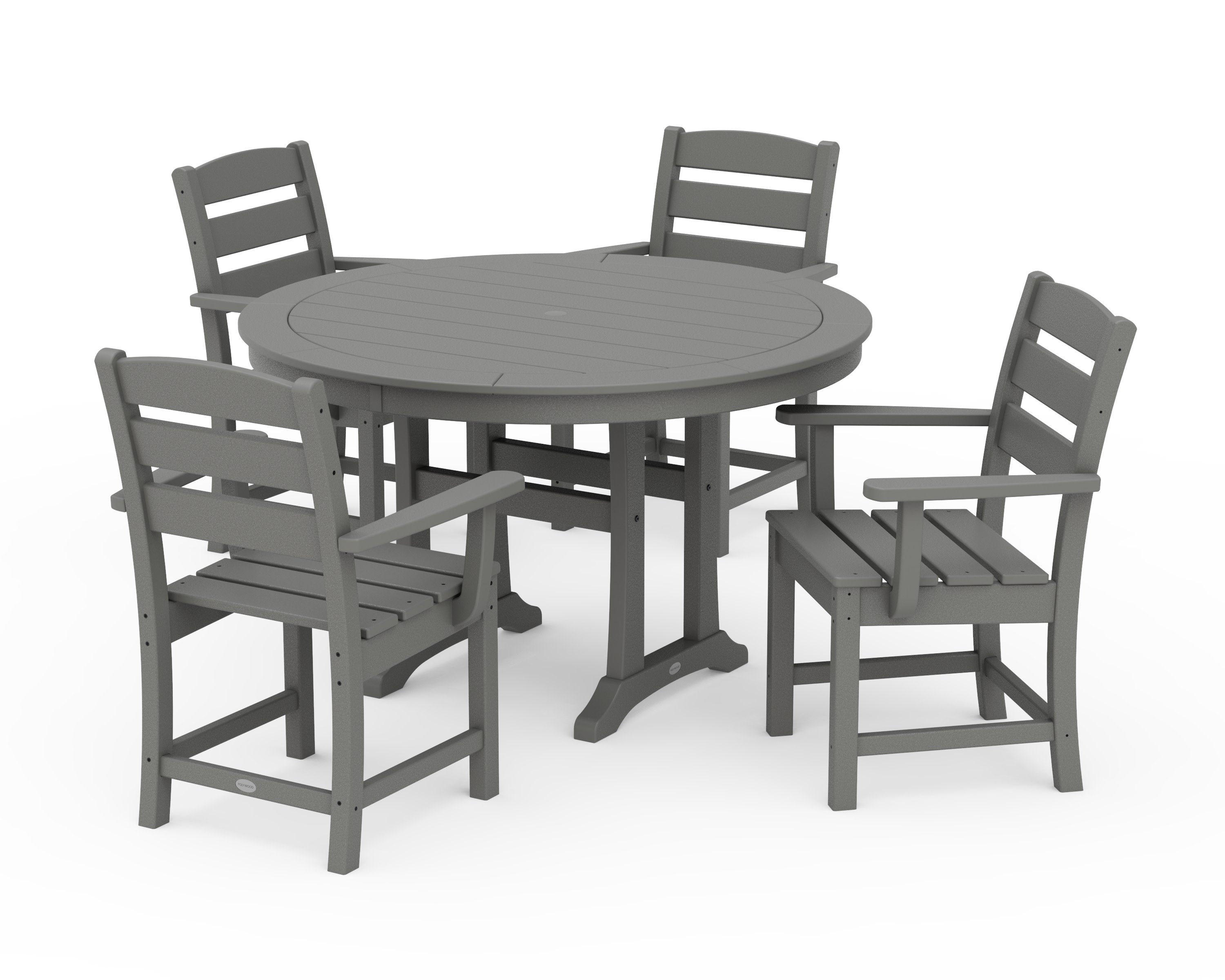 Lakeside 5-Piece Round Dining Set with Trestle Legs