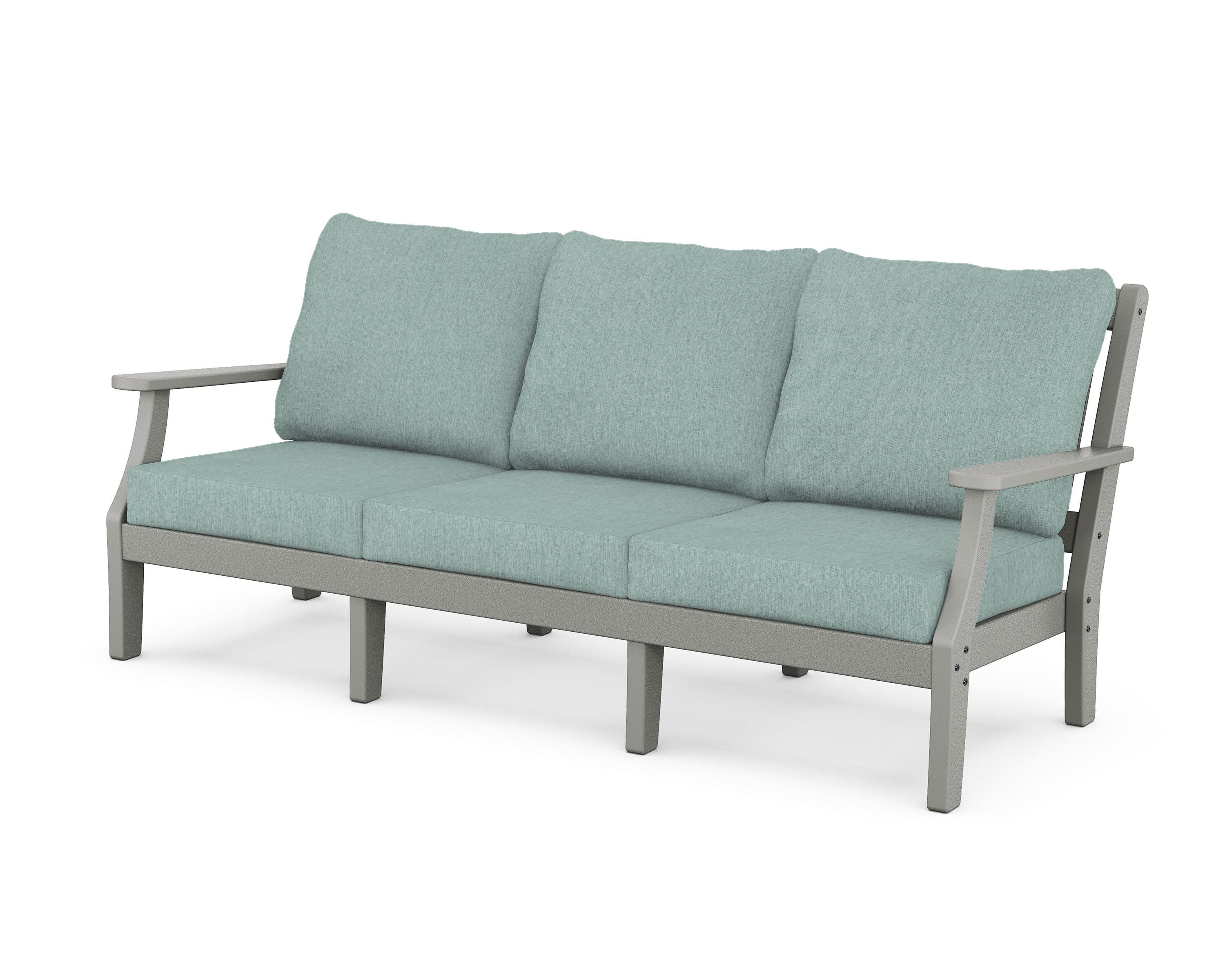 Chinoiserie Deep Seating Sofa in Slate Grey / Glacier Spa