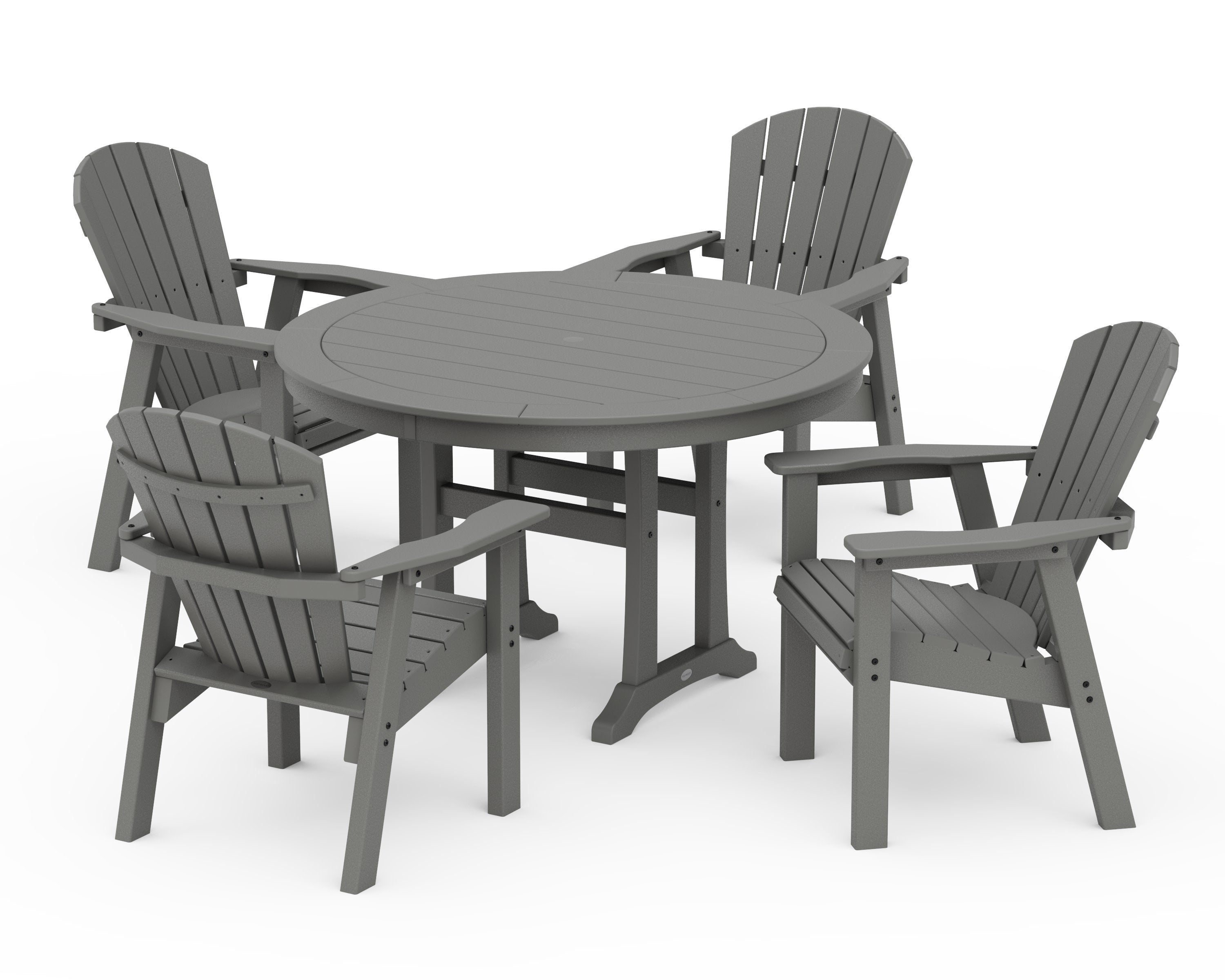 Seashell 5-Piece Round Dining Set with Trestle Legs