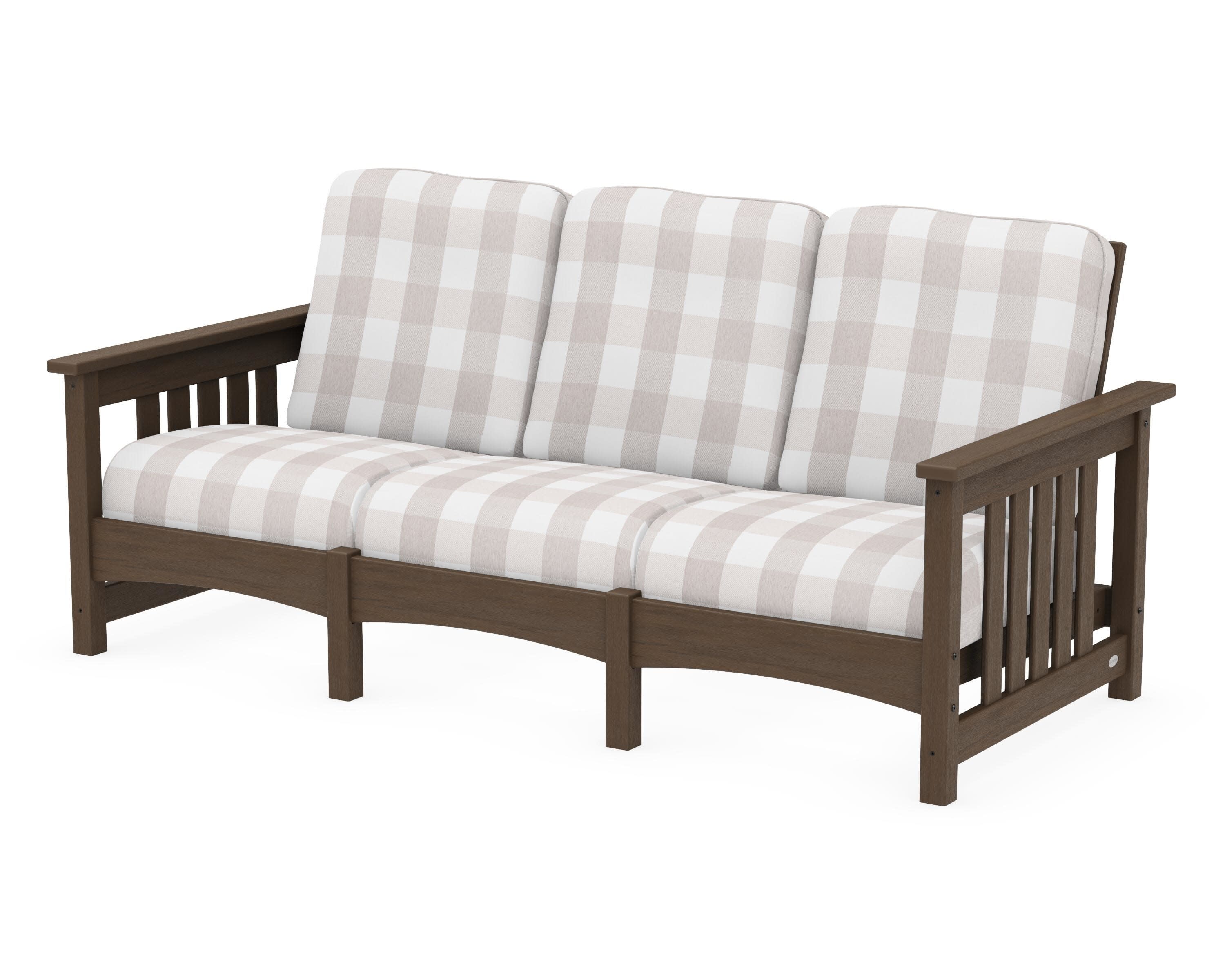 Club Mission Sofa in Kona / Buffalo Plaid Dune Burlap
