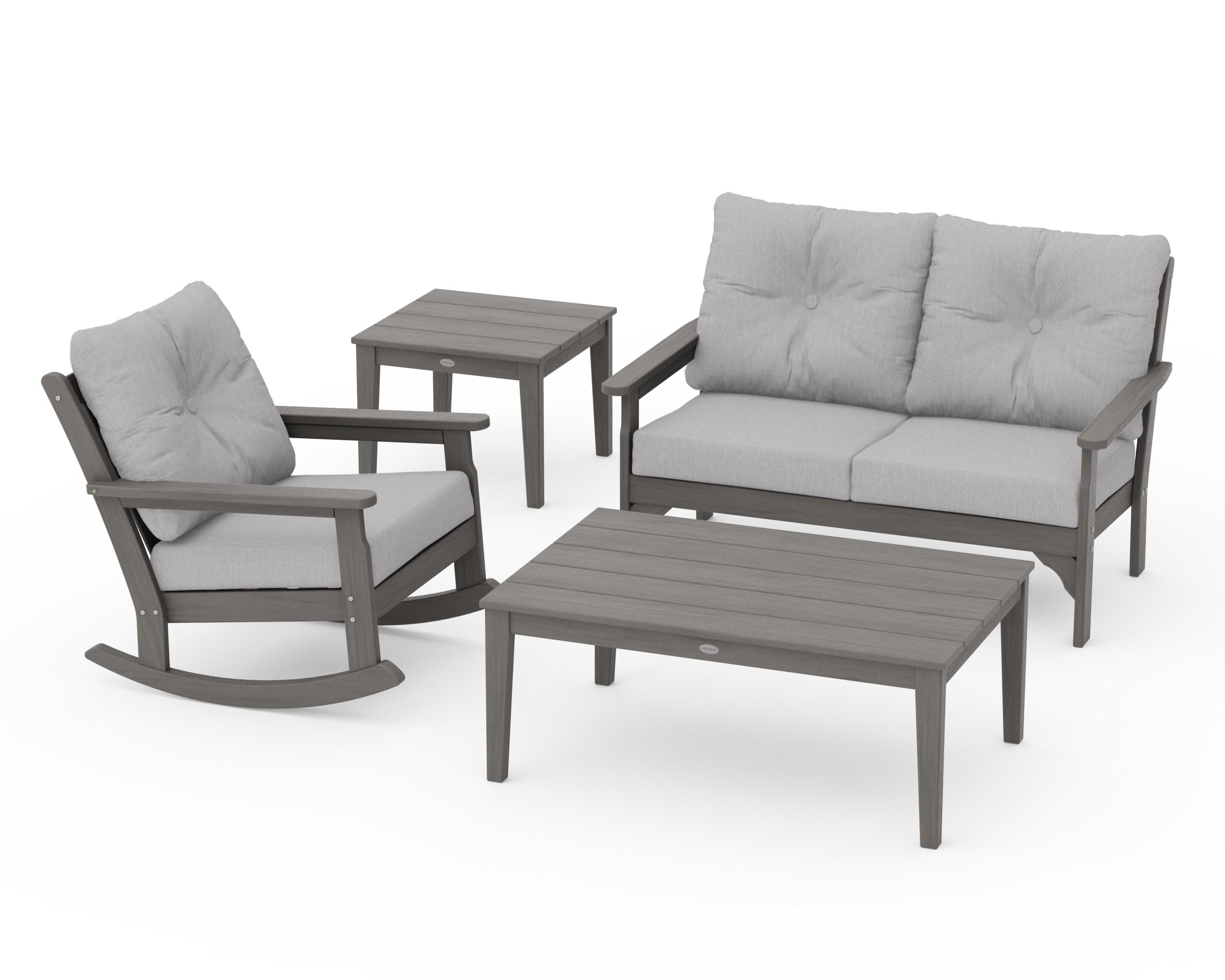 Vineyard 4-Piece Deep Seating Rocker Set in Driftwood / Granite