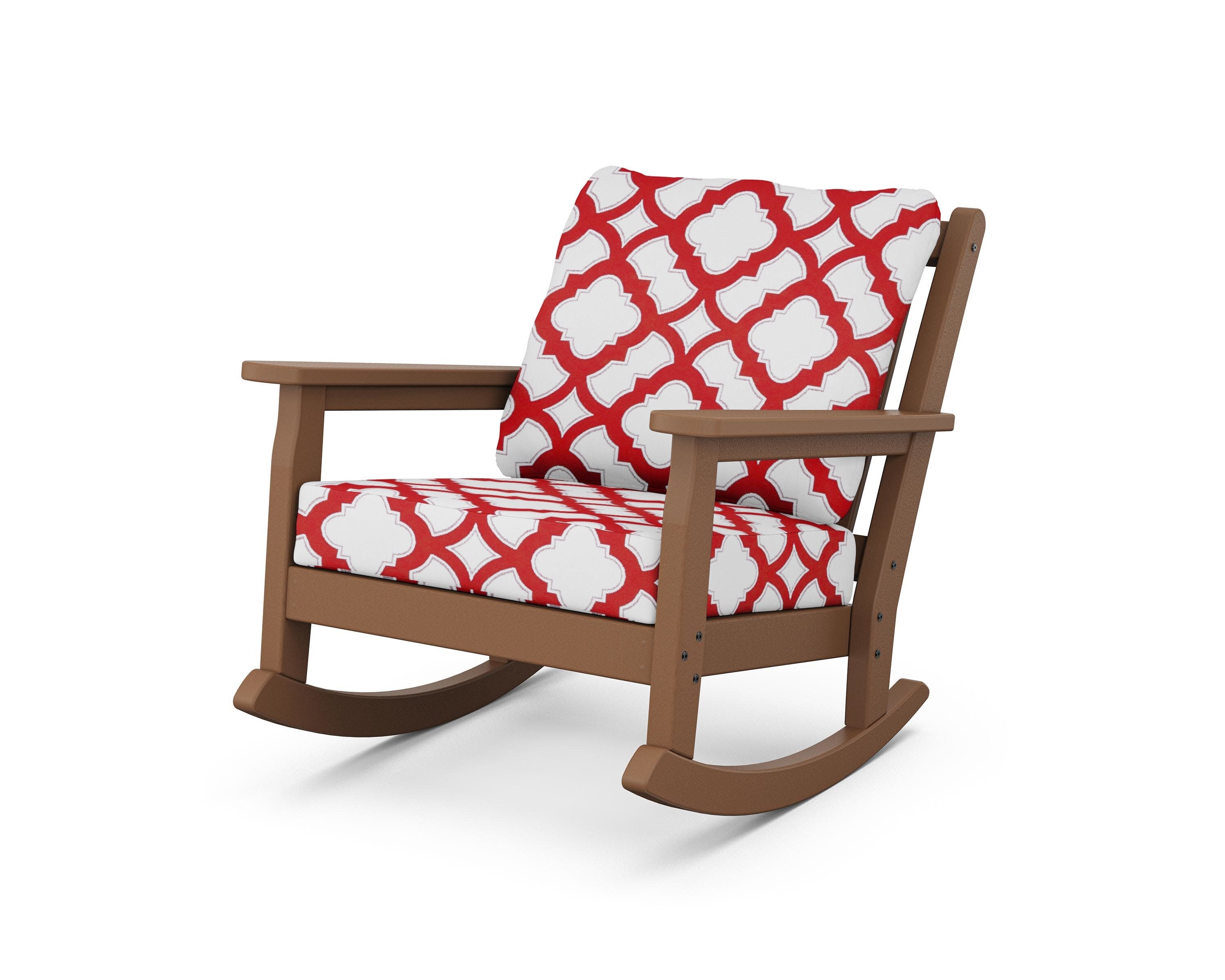 Chippendale Deep Seating Rocking Chair in Teak / Trellis Crimson