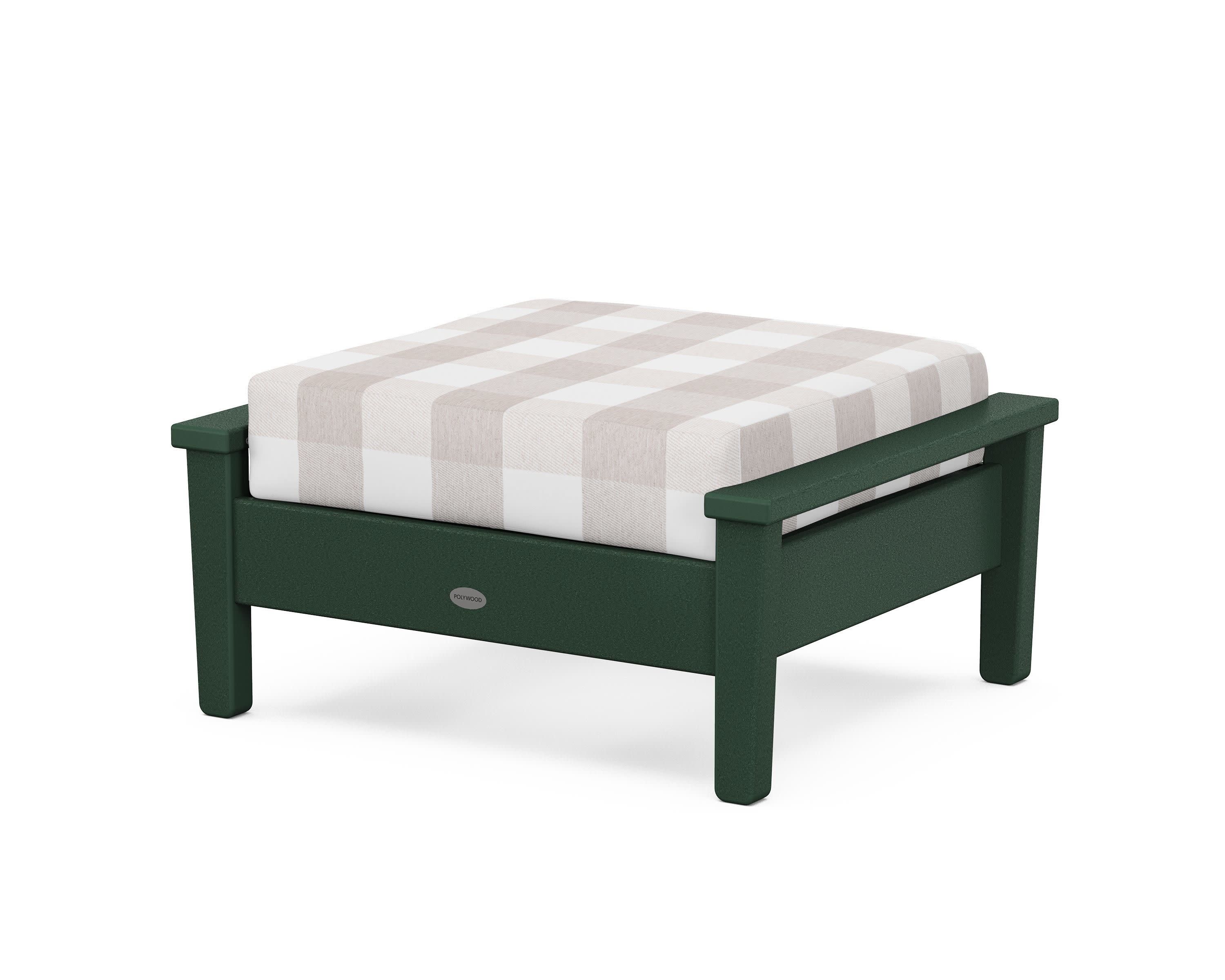 Prescott Deep Seating Ottoman in Green / Buffalo Plaid Dune Burlap