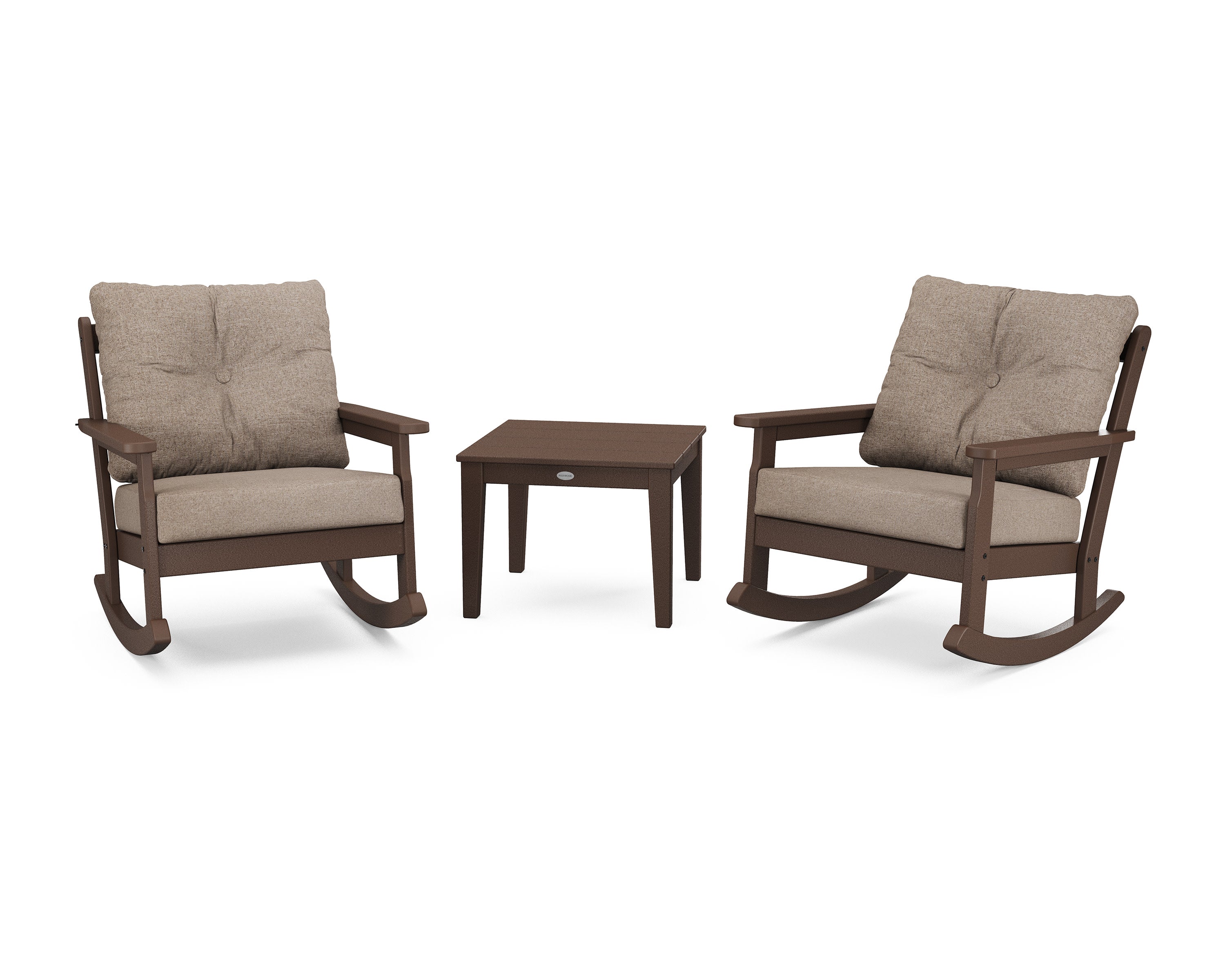 Vineyard 3-Piece Deep Seating Rocker Set in Mahogany / Spiced Burlap