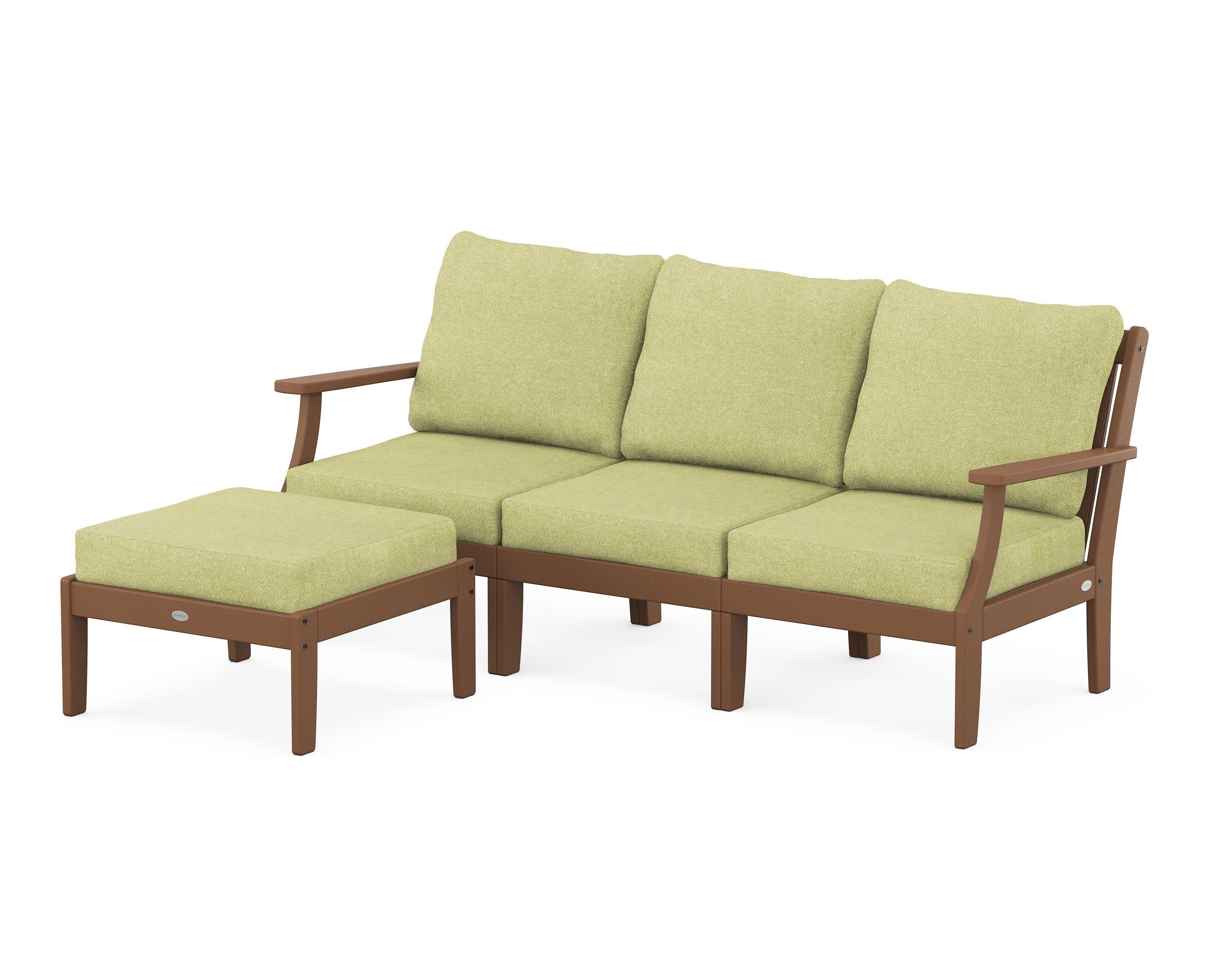 Braxton Modular 4-Piece Deep Seating Set with Ottoman in Teak / Chartreuse Boucle