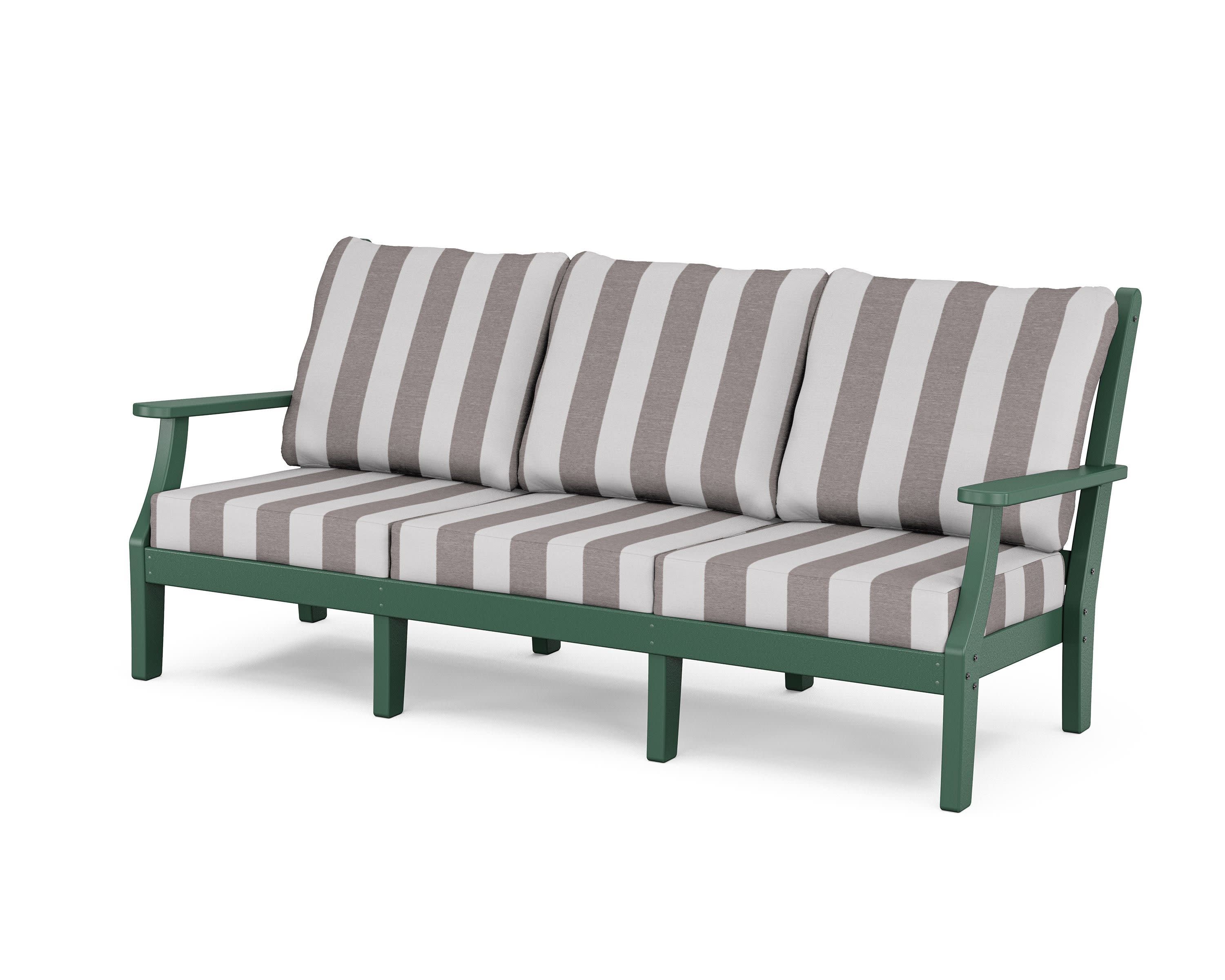Wovendale Deep Seating Sofa in Green / Cabana Stripe Grey Mist