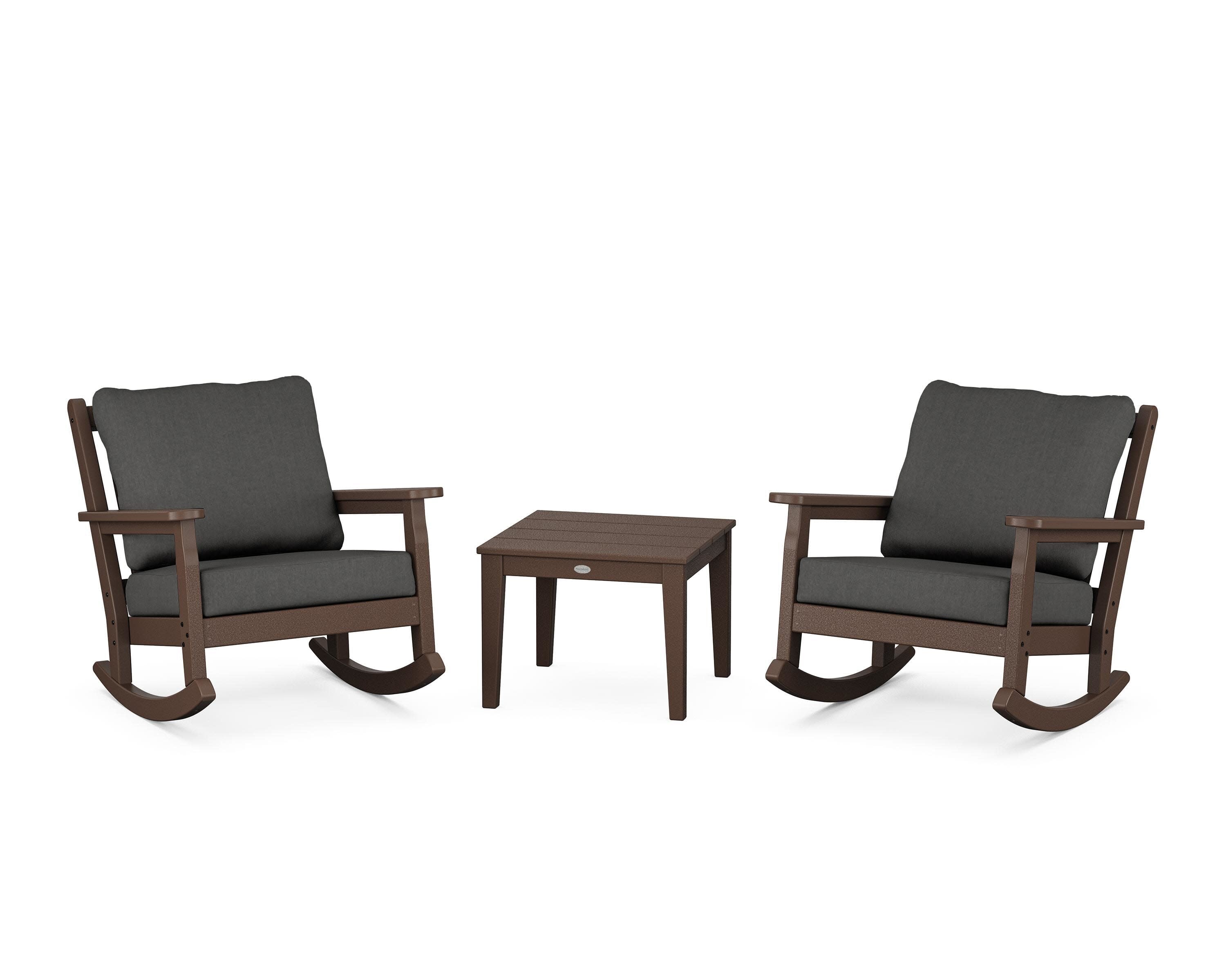 Chippendale 3-Piece Deep Seating Rocker Set in Mahogany / Spectrum Carbon