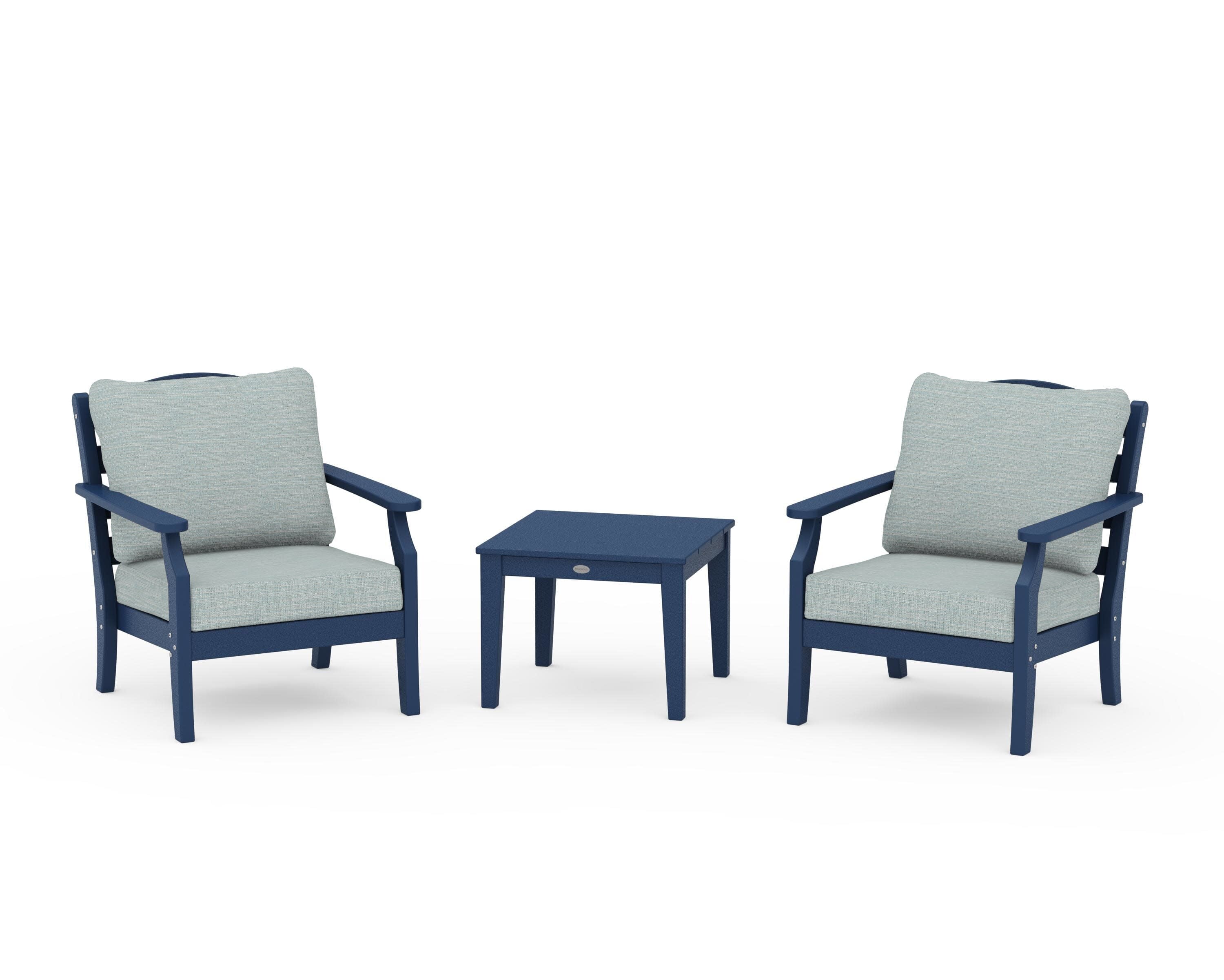 Savannah 3-Piece Deep Seating Set in Navy / Soothe Mist