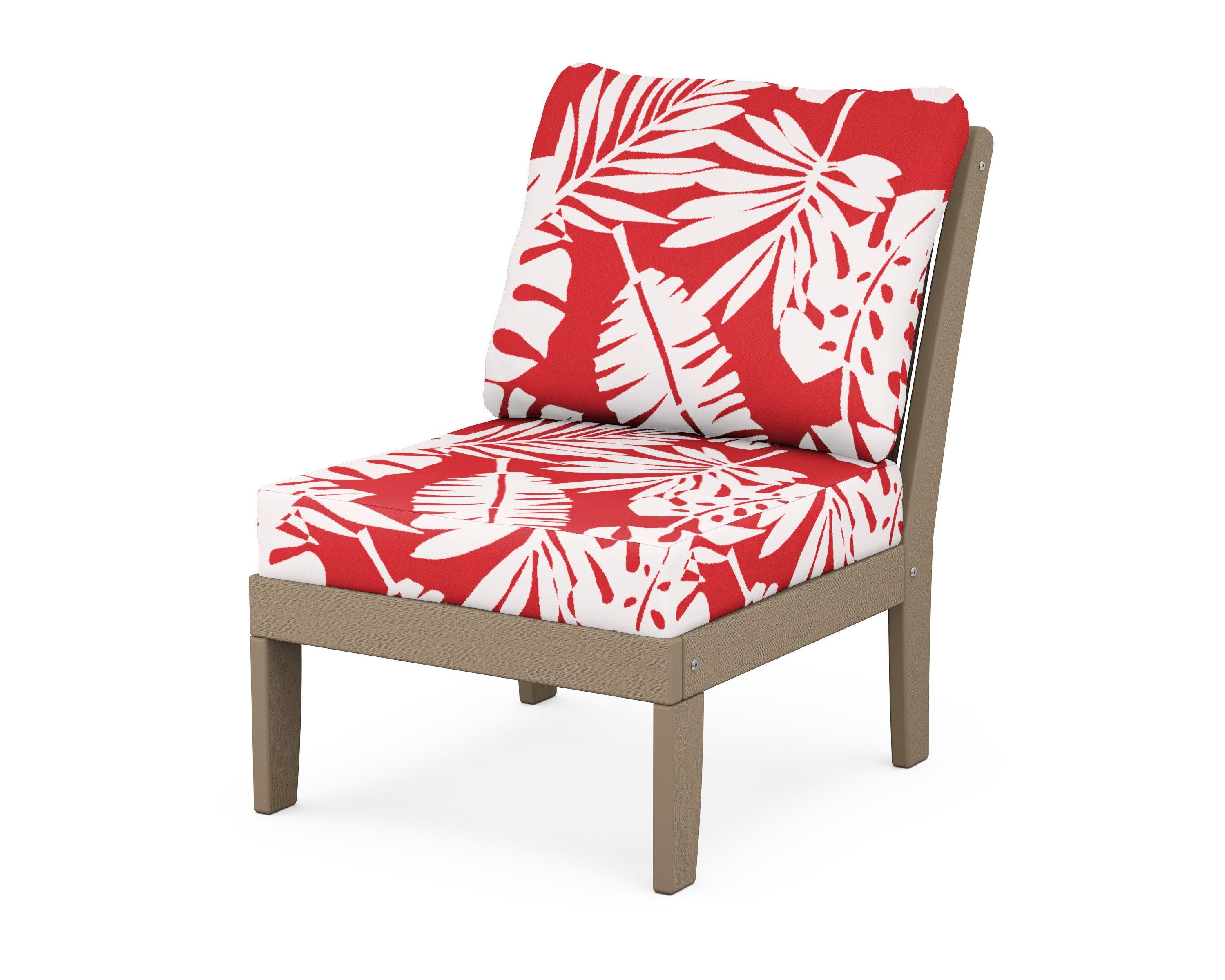 Braxton Modular Armless Chair in Vintage Sahara / Leaf Crimson