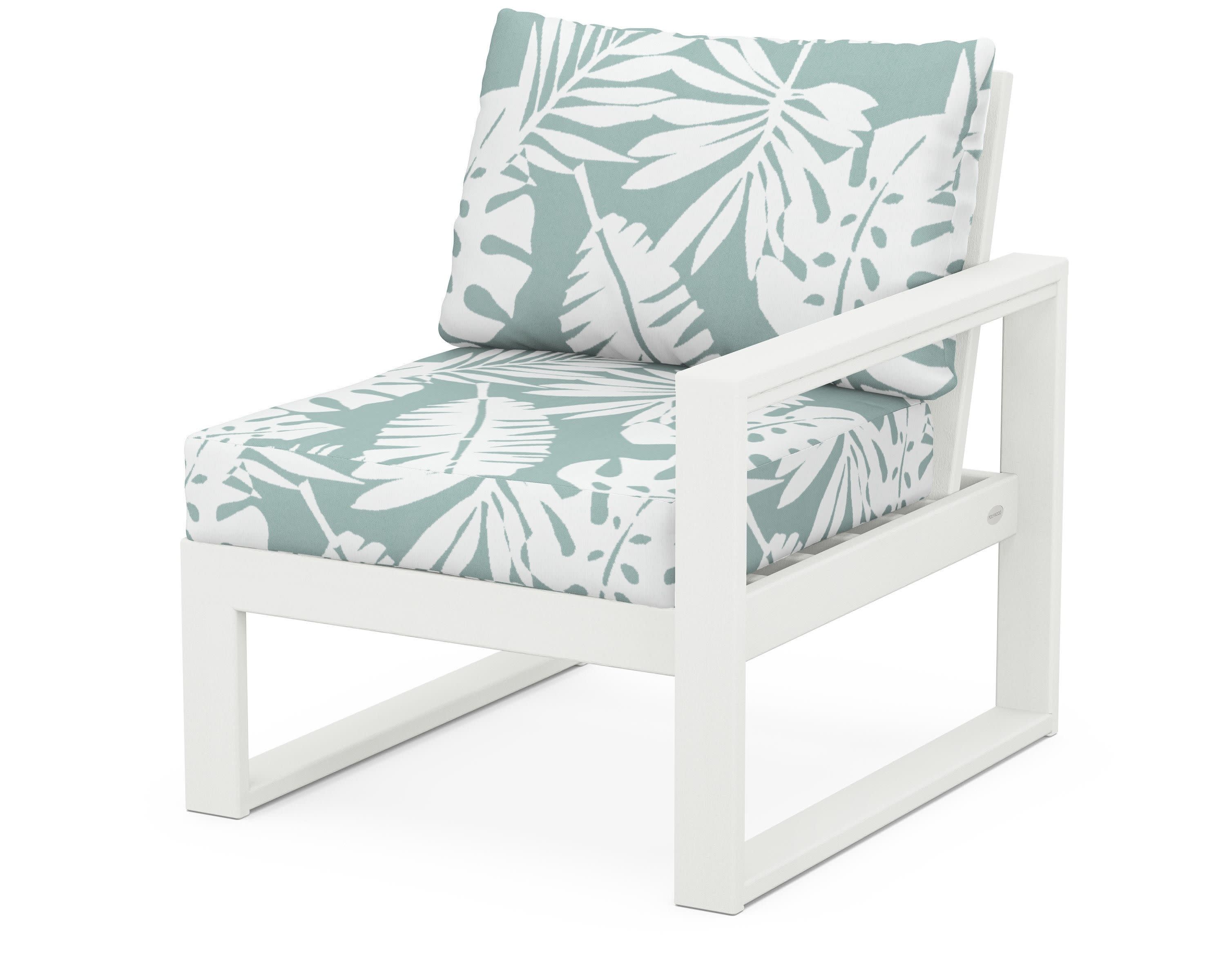 EDGE Modular Right Arm Chair in Vintage White / Leaf Glacier Spa