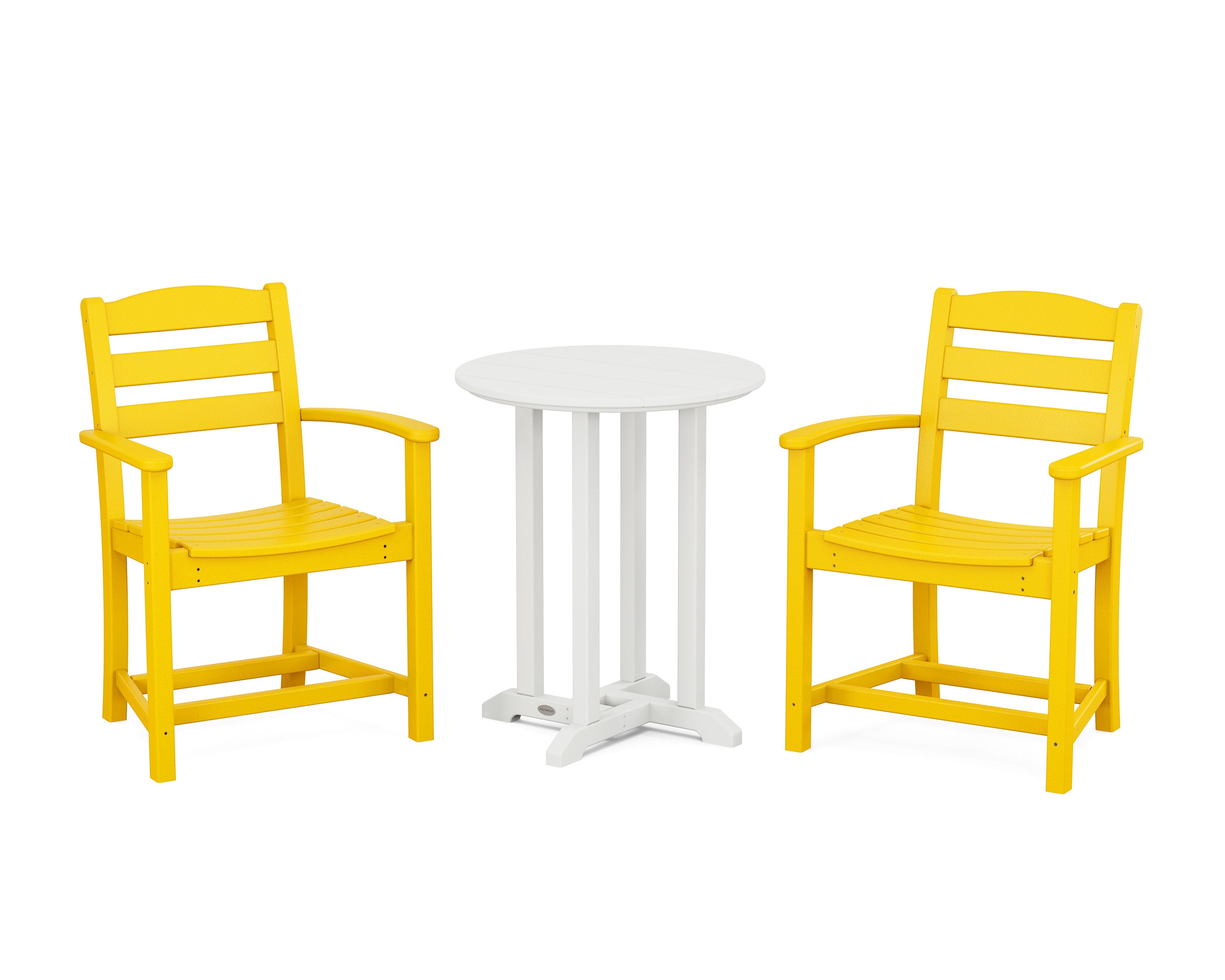 La Casa Caf 3-Piece Round Bistro Dining Set in Lemon / White
