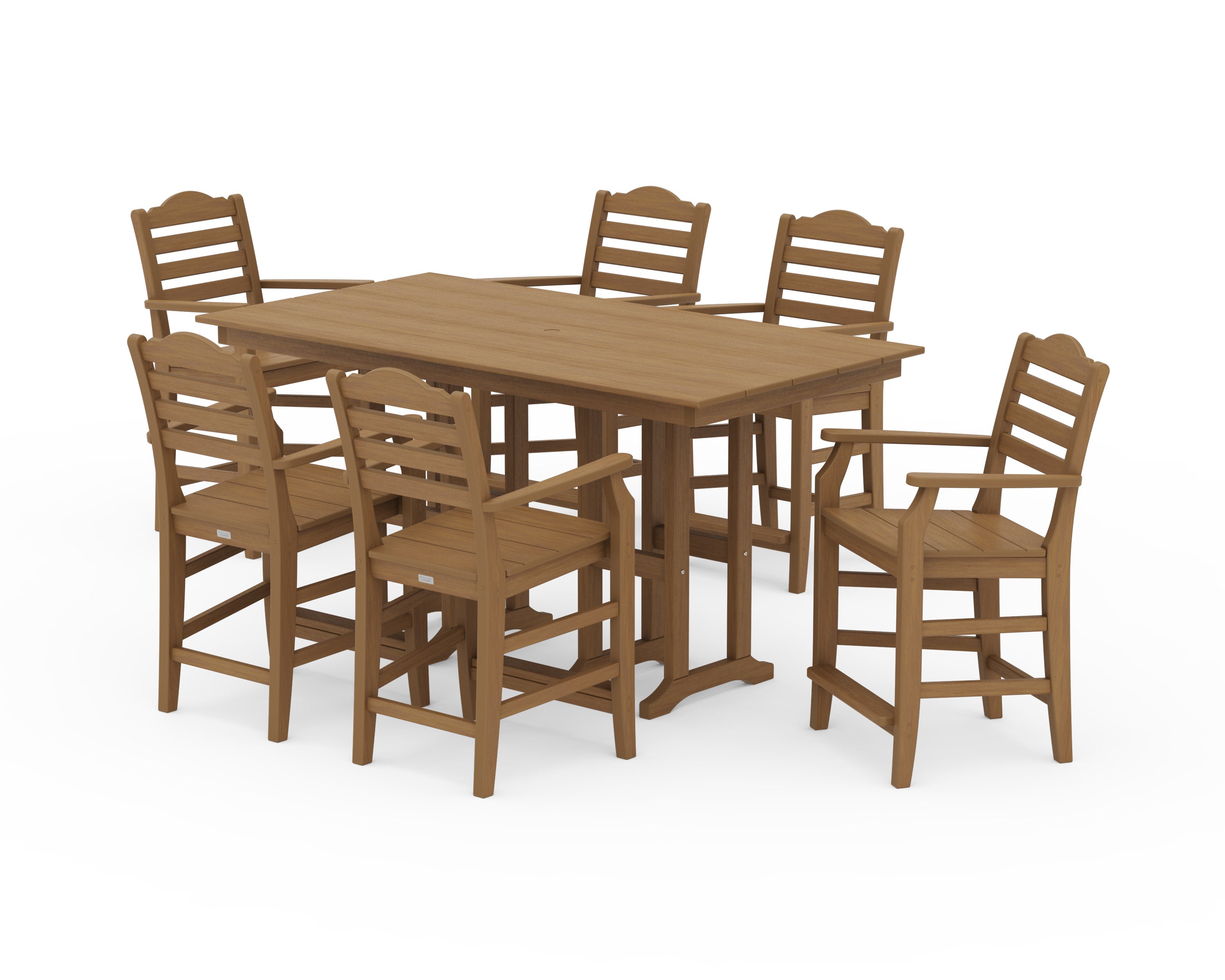 Savannah Arm Chair 7-Piece Farmhouse Counter Set in Natural
