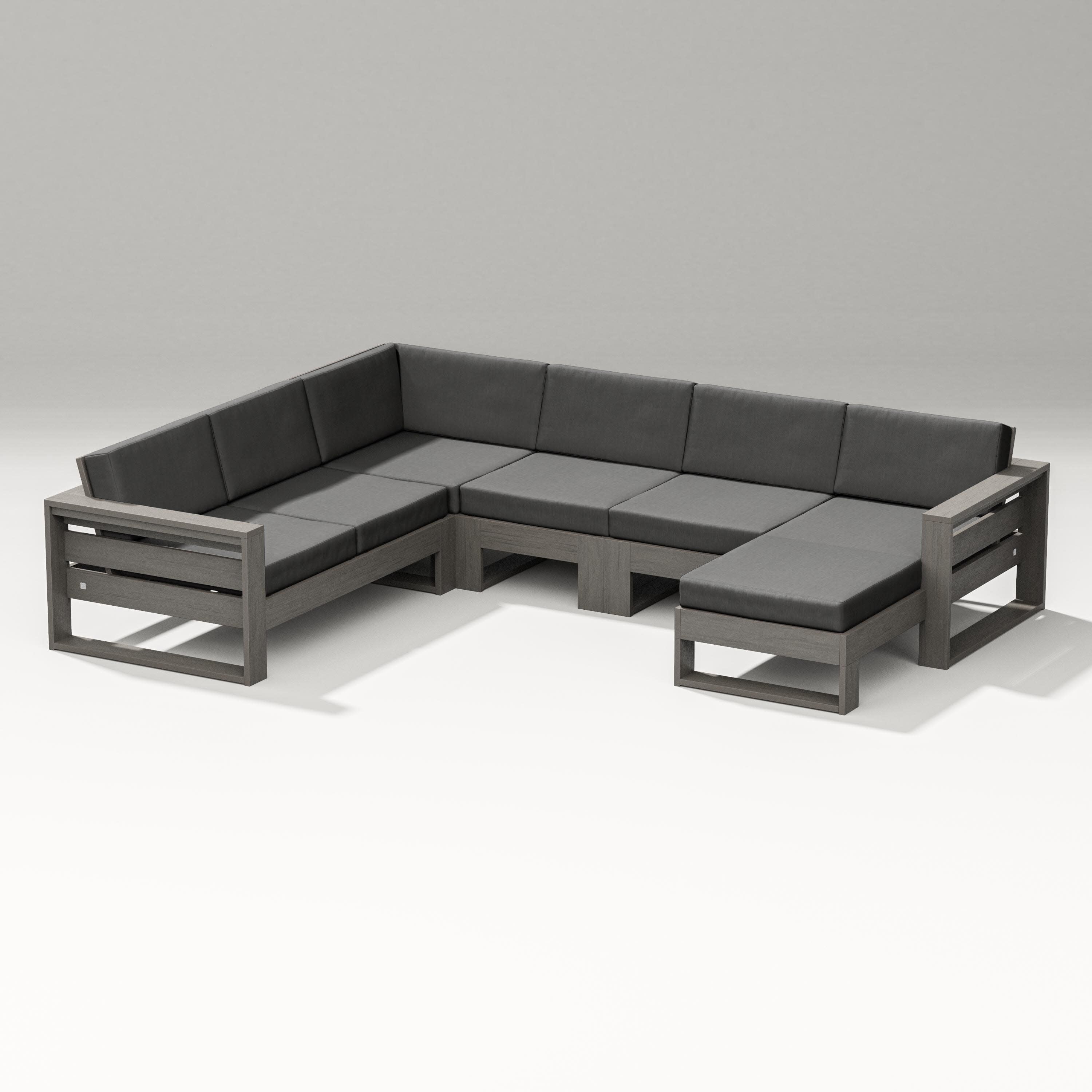 Latitude Corner Sectional with Right Chaise in Driftwood / Spectrum Carbon