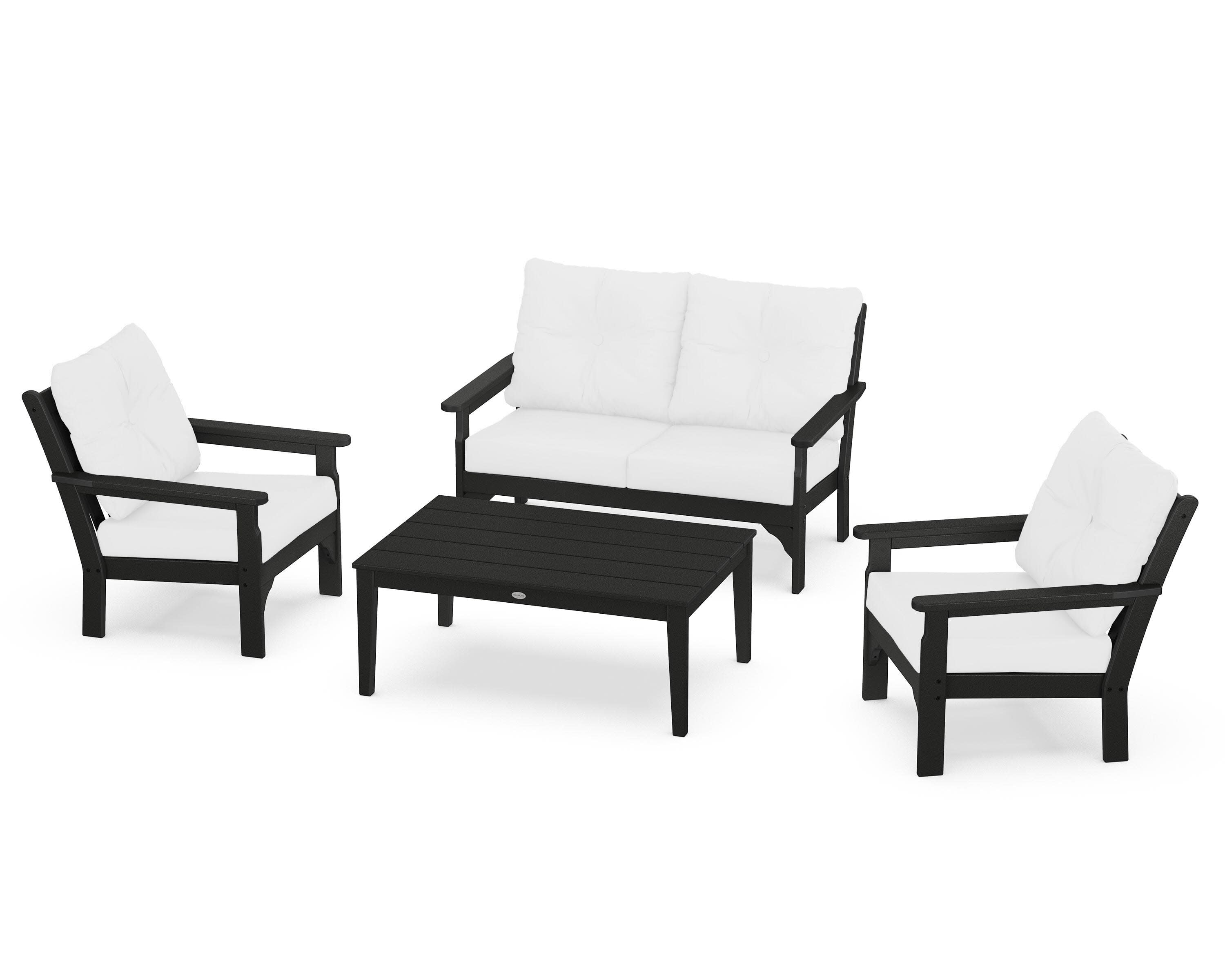 Vineyard 4-Piece Deep Seating Set in Black / Natural