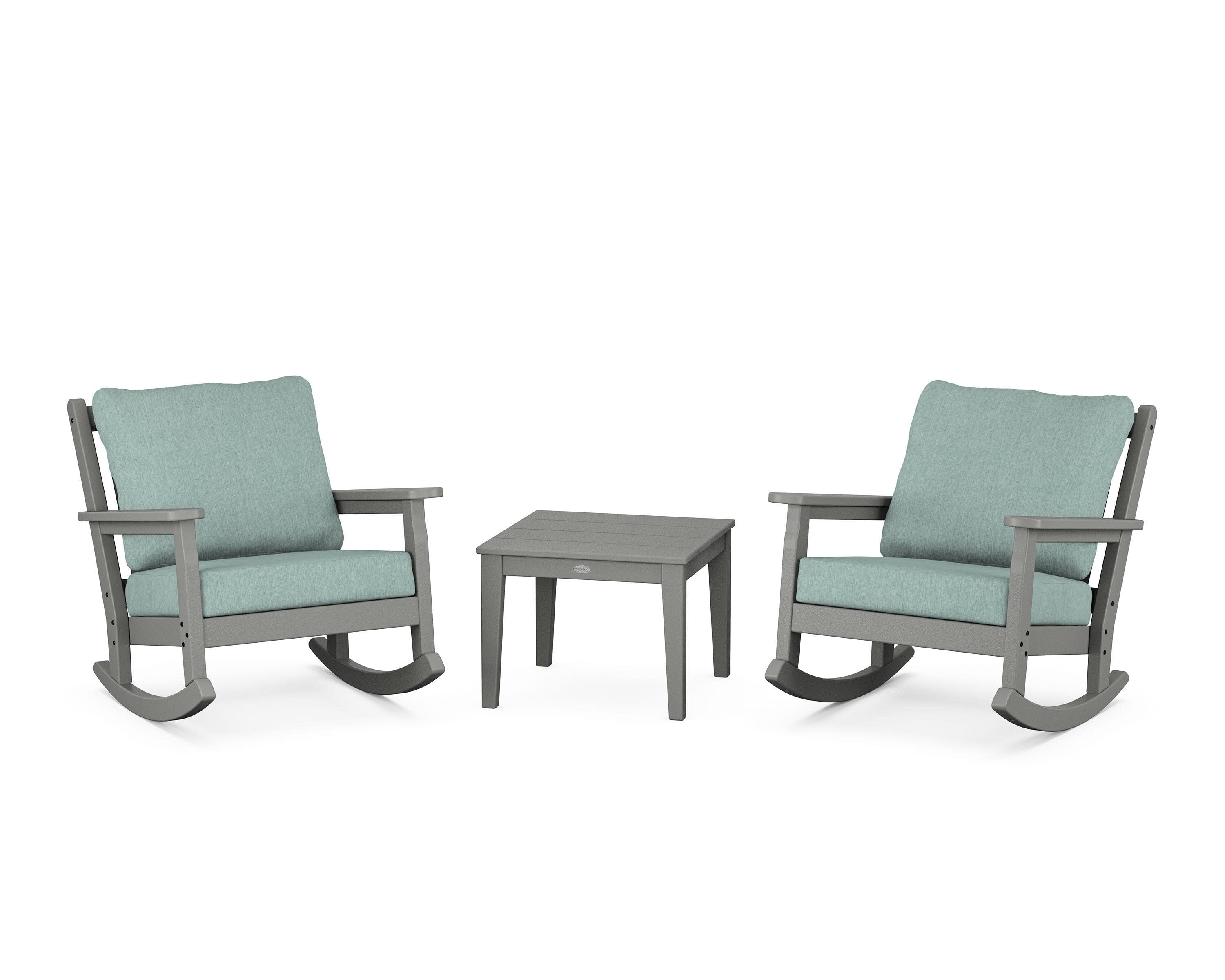Chippendale 3-Piece Deep Seating Rocker Set in Slate Grey / Glacier Spa