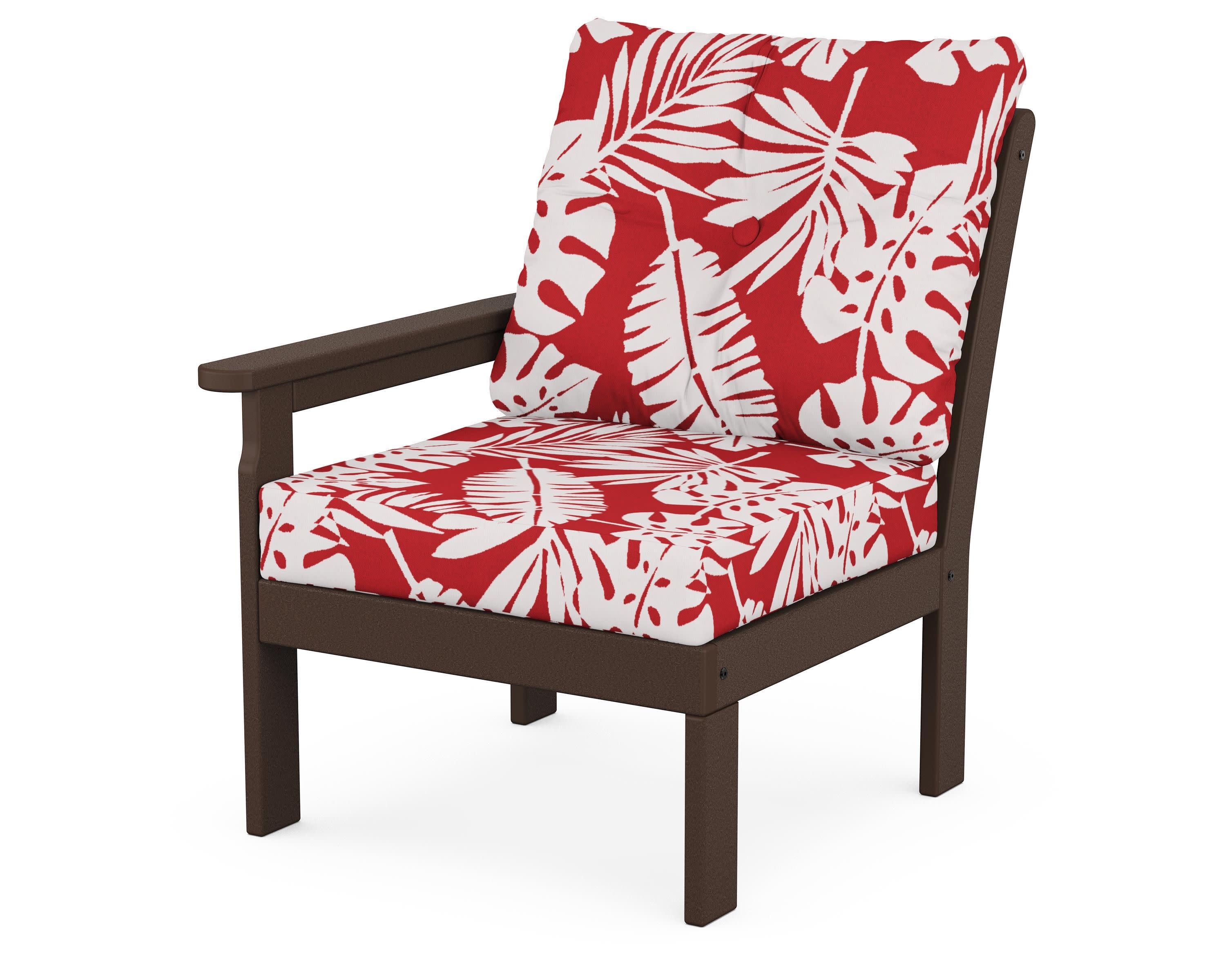 Vineyard Modular Left Arm Chair in Mahogany / Leaf Crimson