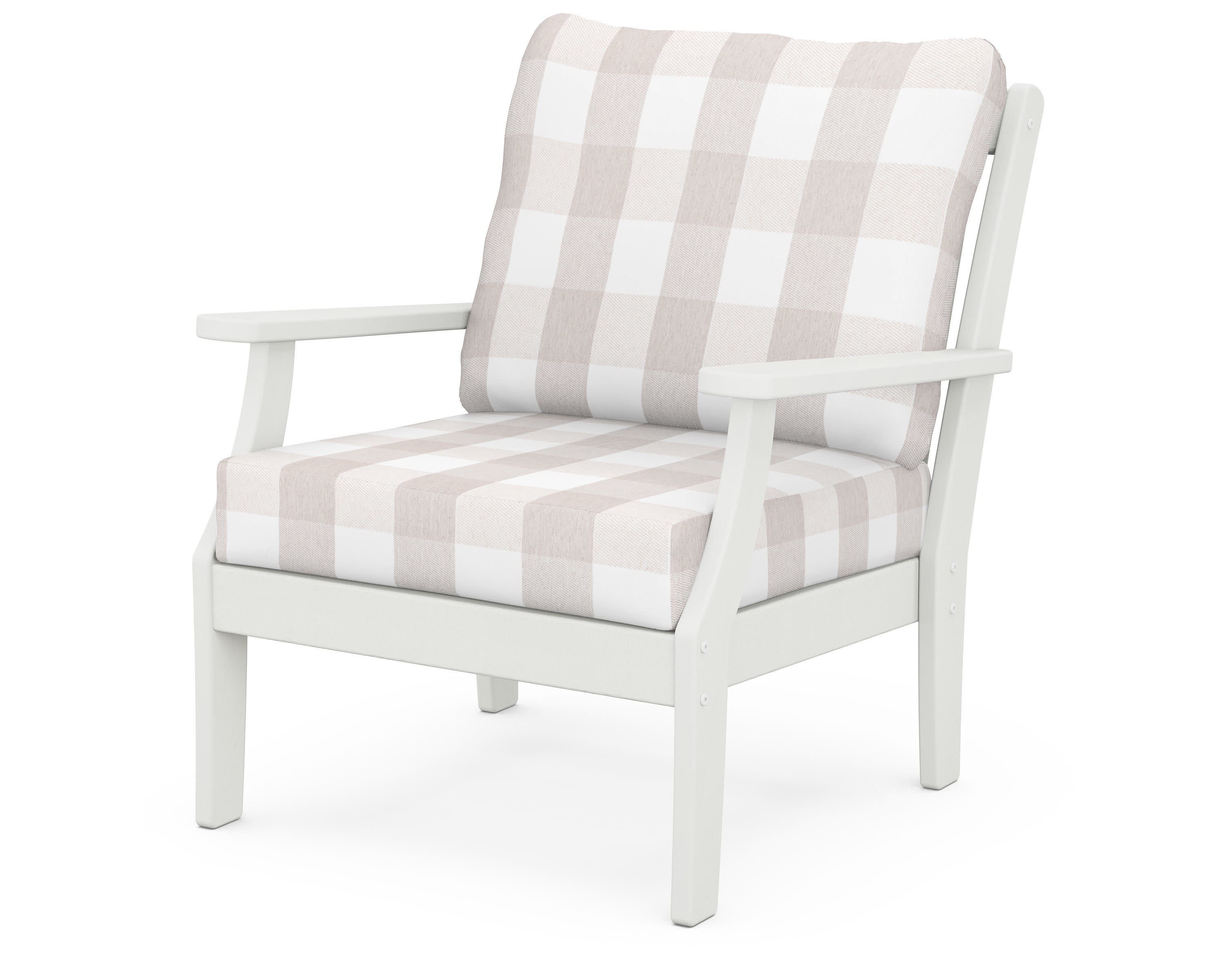 Braxton Deep Seating Chair in Vintage White / Buffalo Plaid Dune Burlap