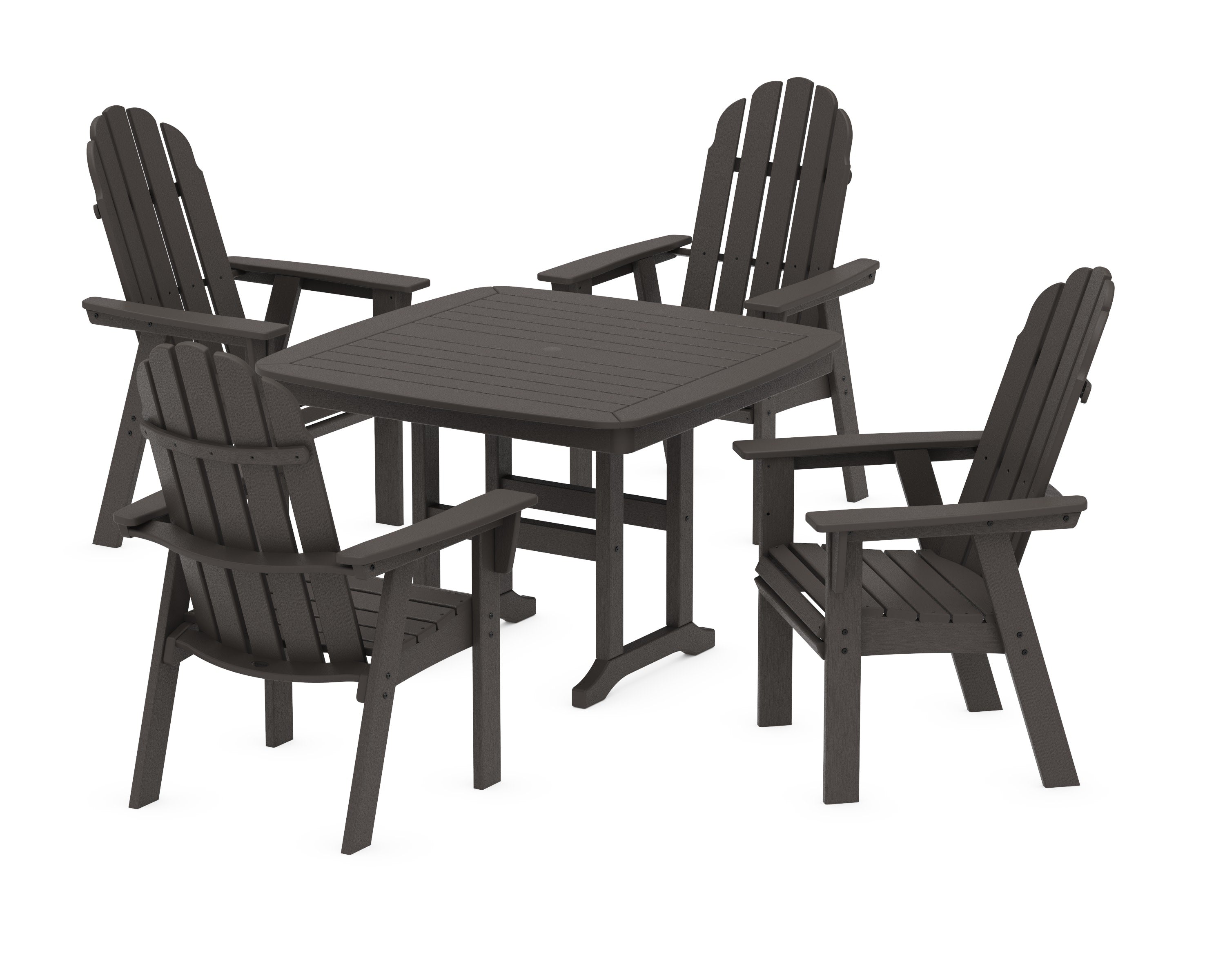 Vineyard Curveback Adirondack 5-Piece Dining Set in Vintage Coffee