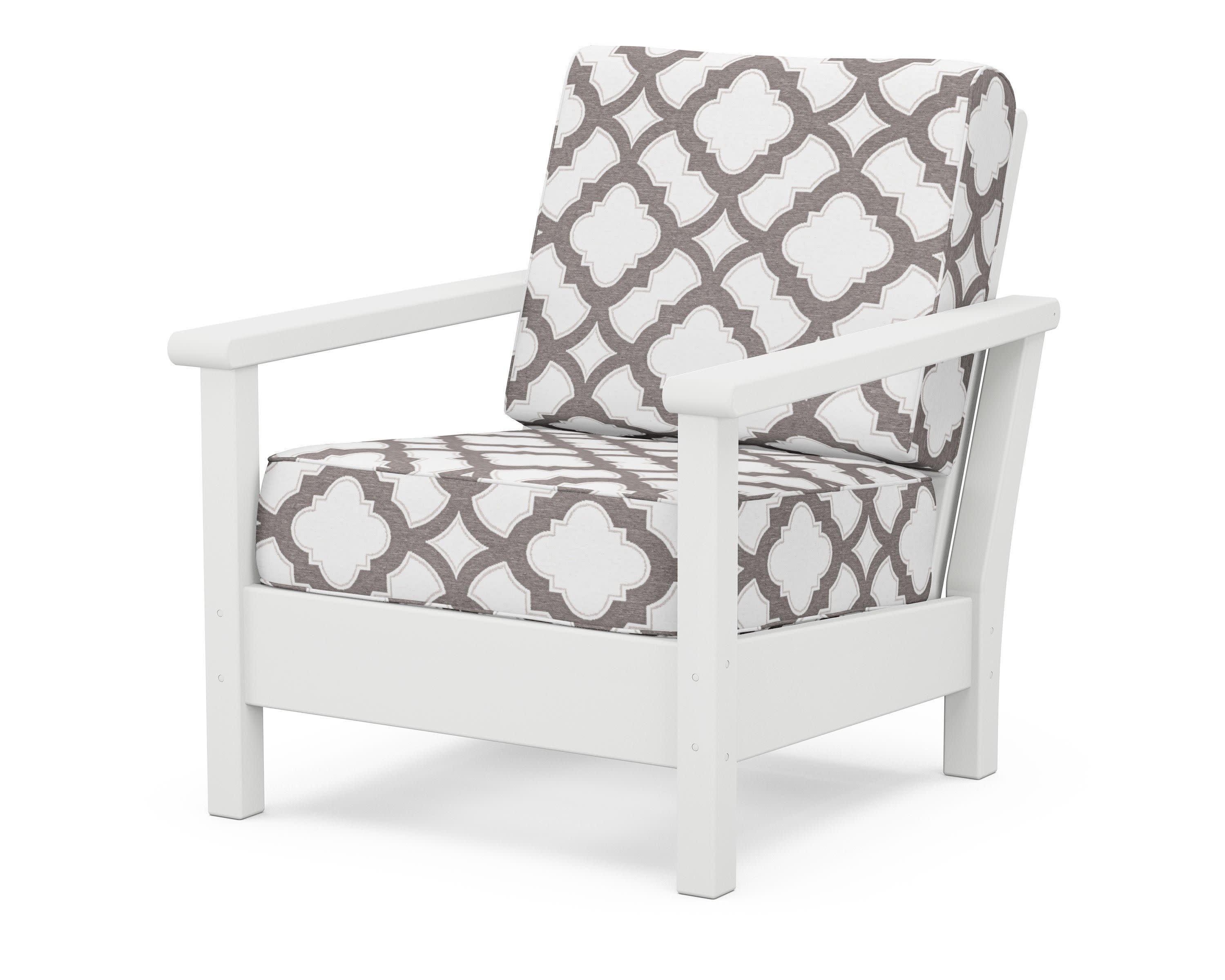 Harbour Deep Seating Chair in White / Trellis Grey Mist