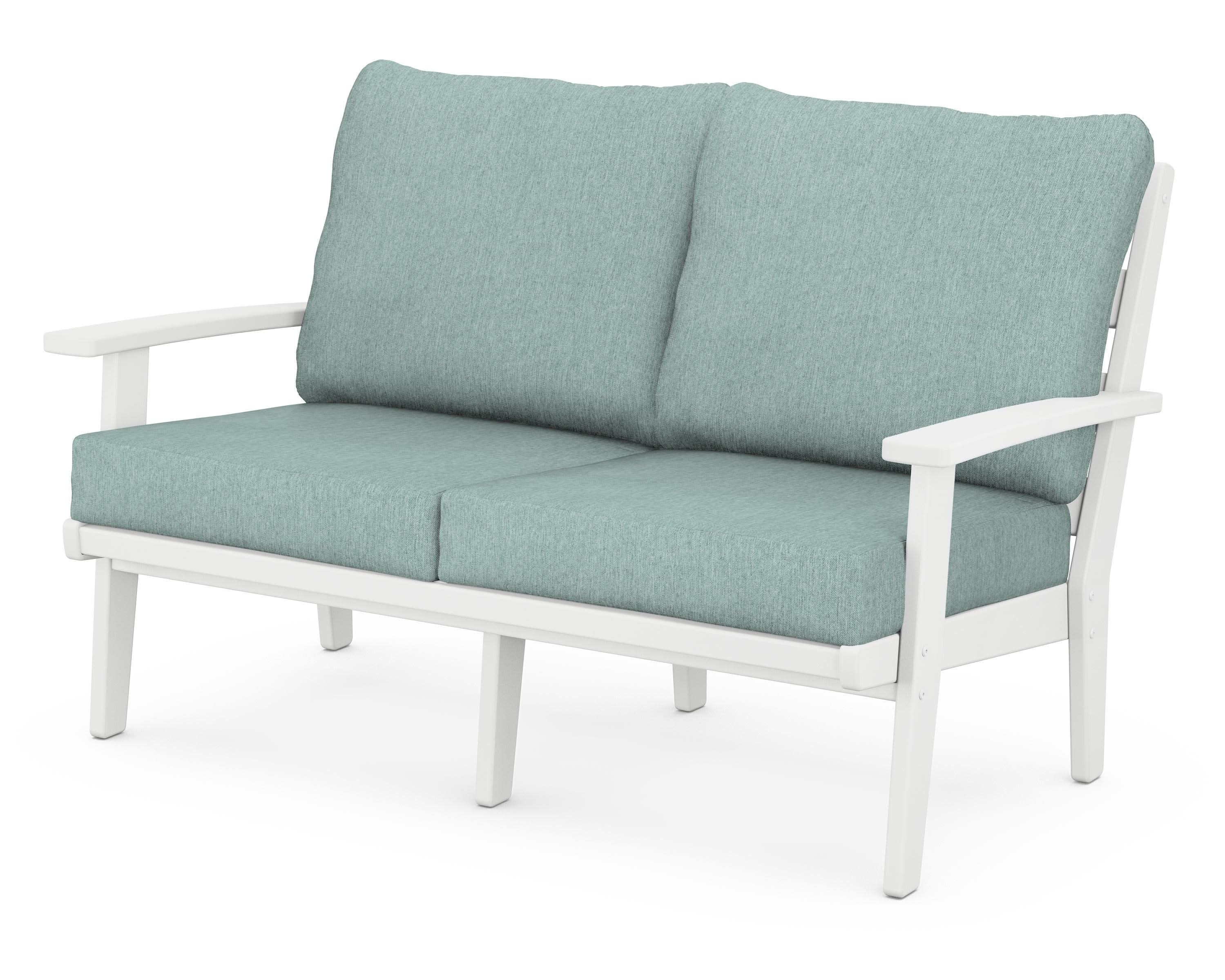 Grant Park Deep Seating Loveseat in White / Glacier Spa