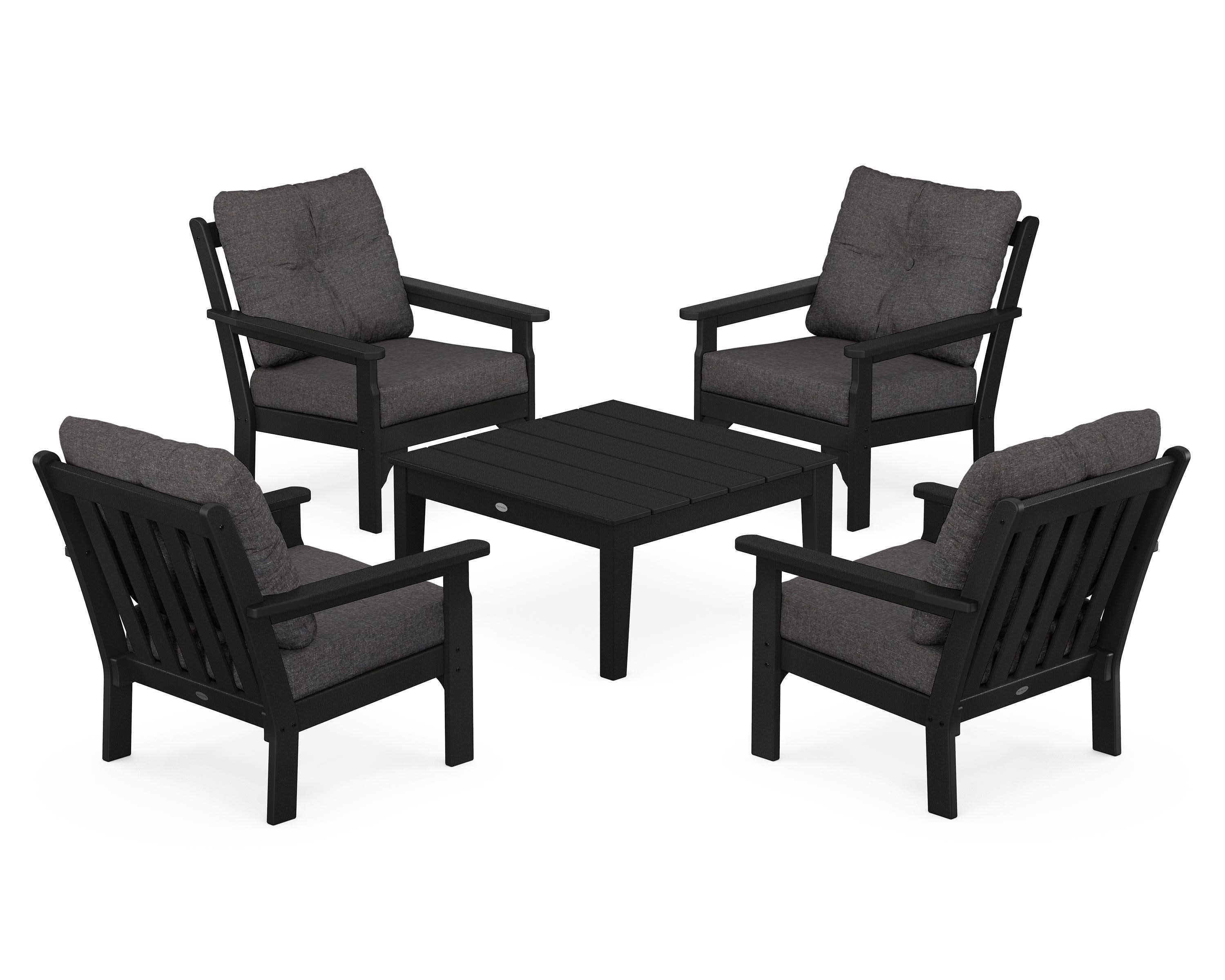 Vineyard 5-Piece Deep Seating Conversation Set in Black / Ash Charcoal