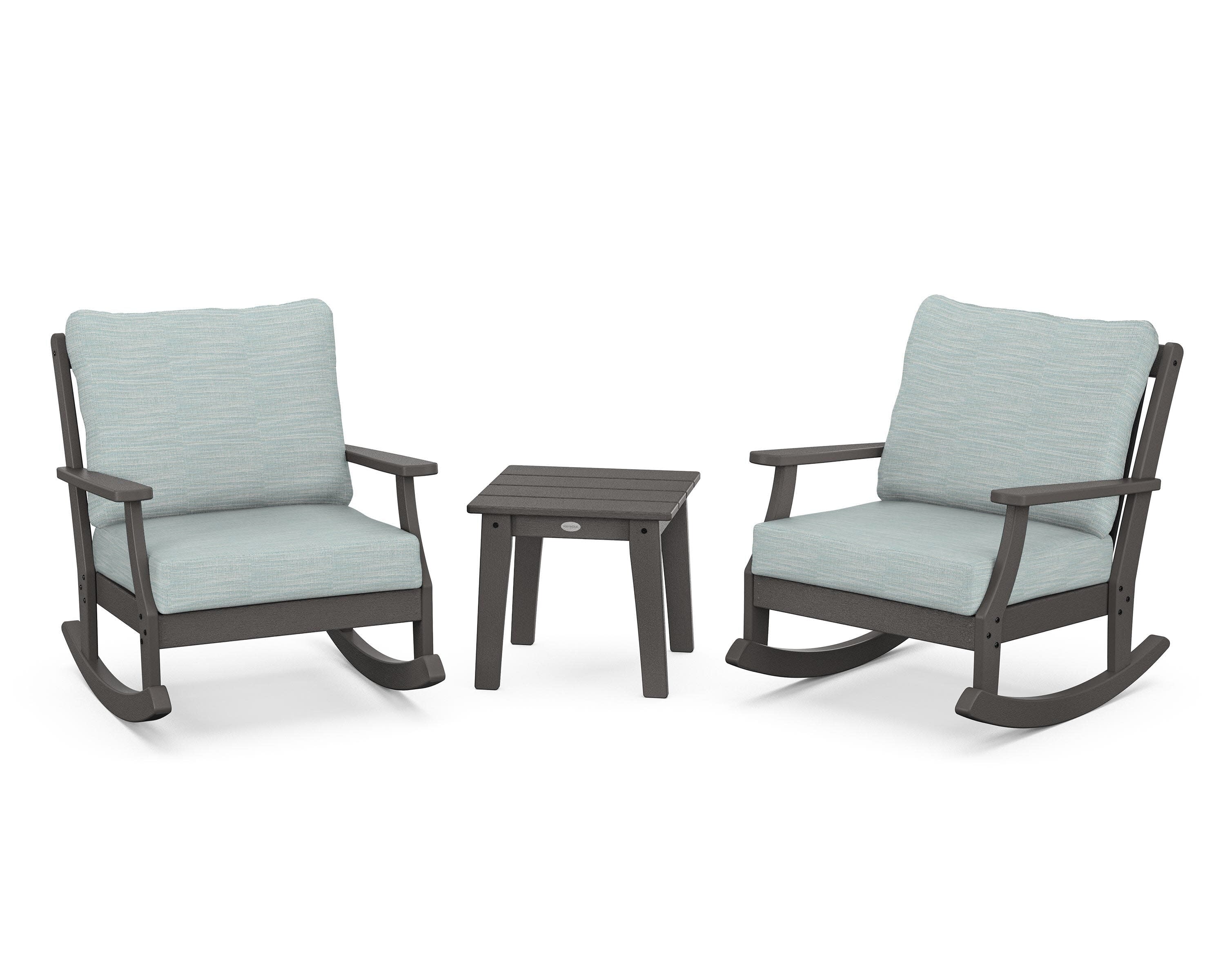 Braxton 3-Piece Deep Seating Rocker Set in Vintage Coffee / Soothe Mist