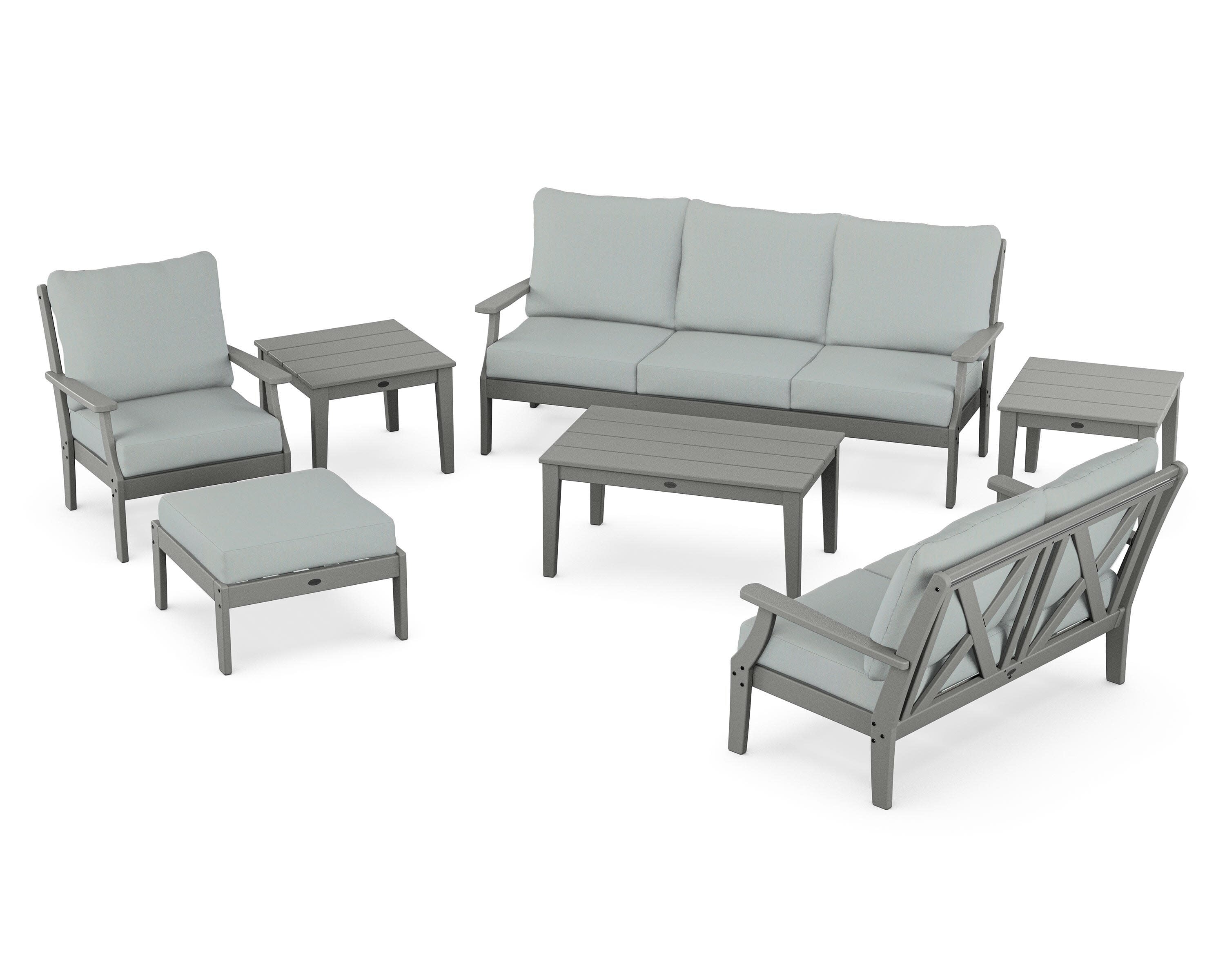 Braxton 7-Piece Deep Seating Set in Slate Grey / Spa