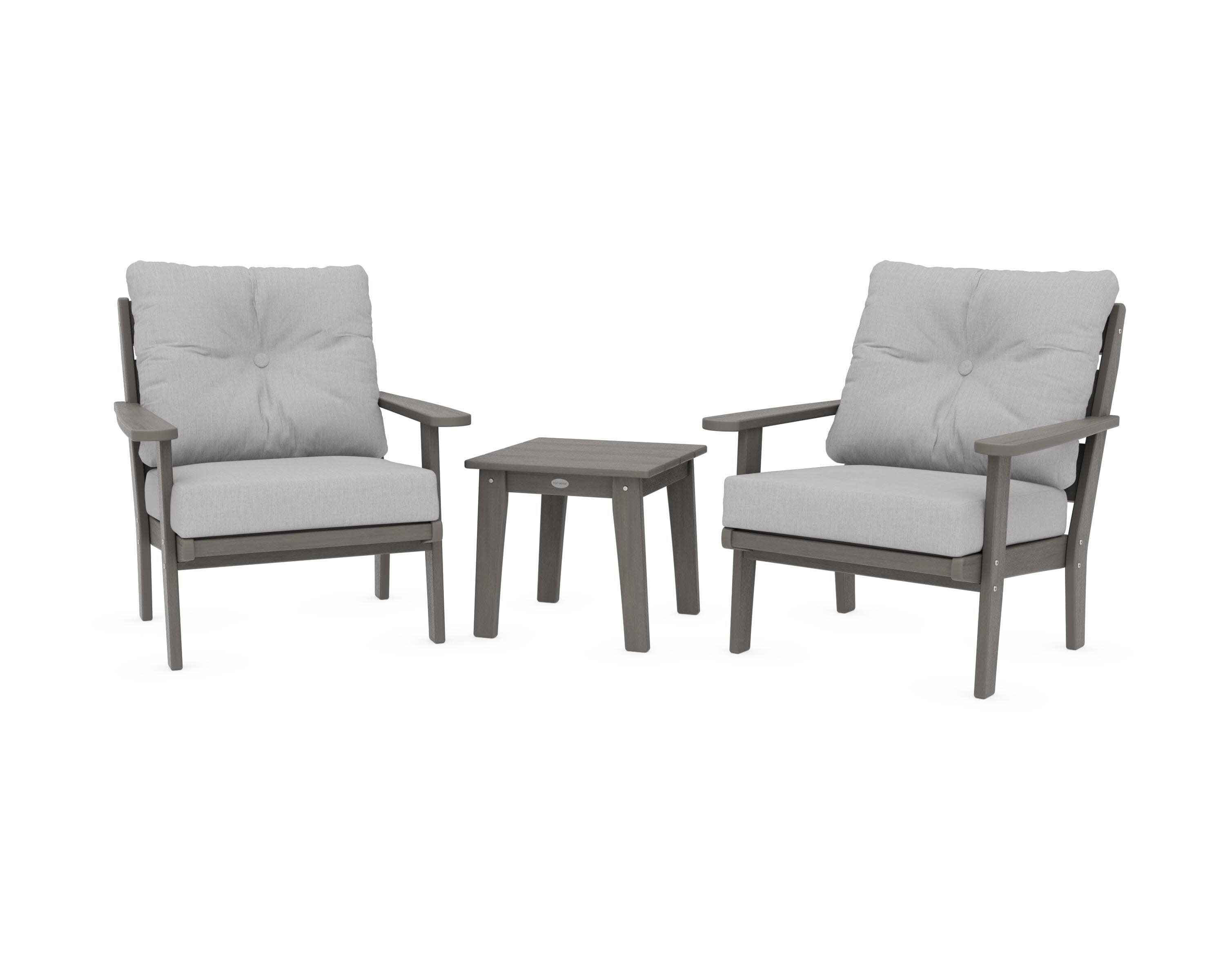 Lakeside 3-Piece Deep Seating Chair Set in Driftwood / Granite
