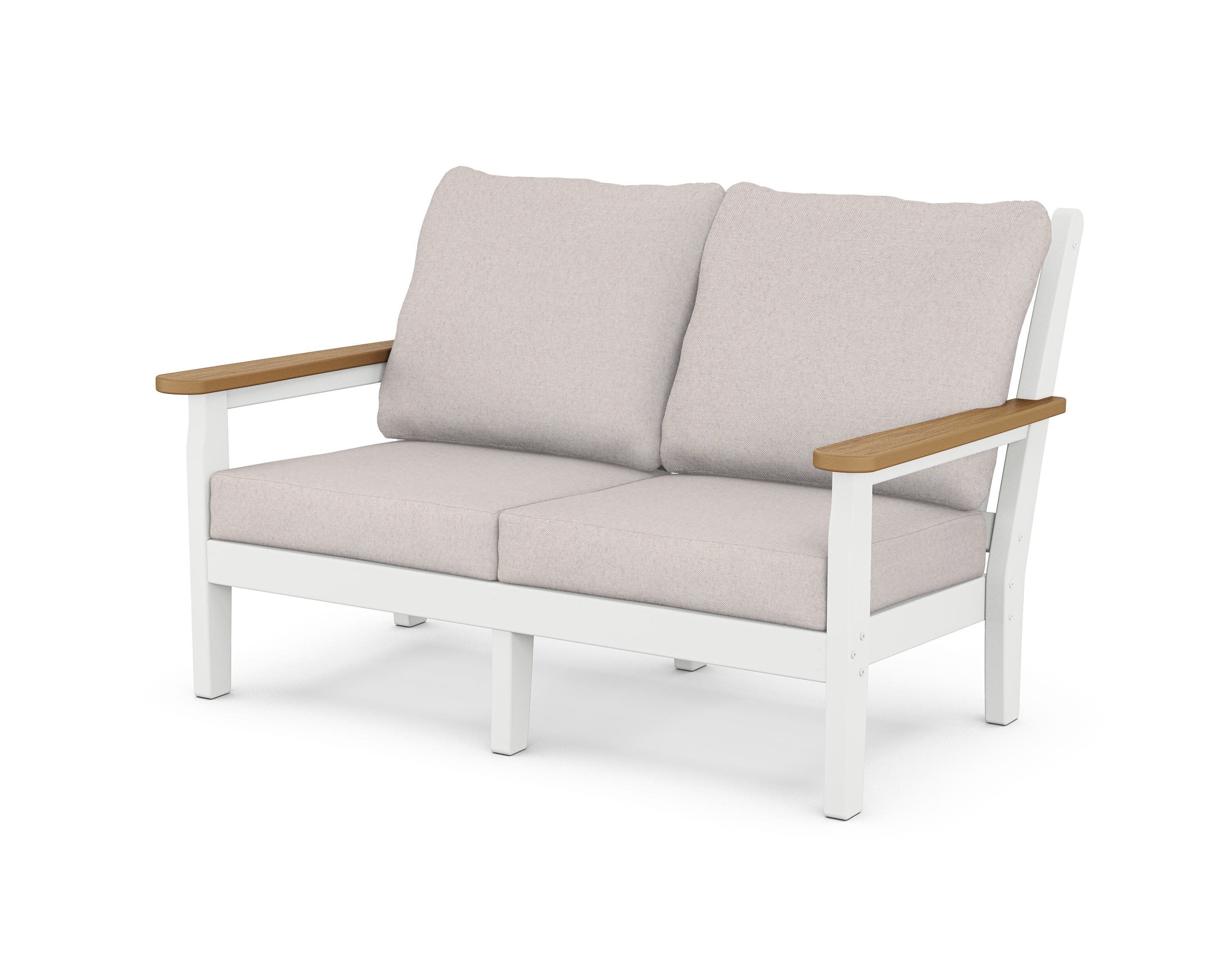 Chippendale Deep Seating Loveseat in White / Natural / Dune Burlap