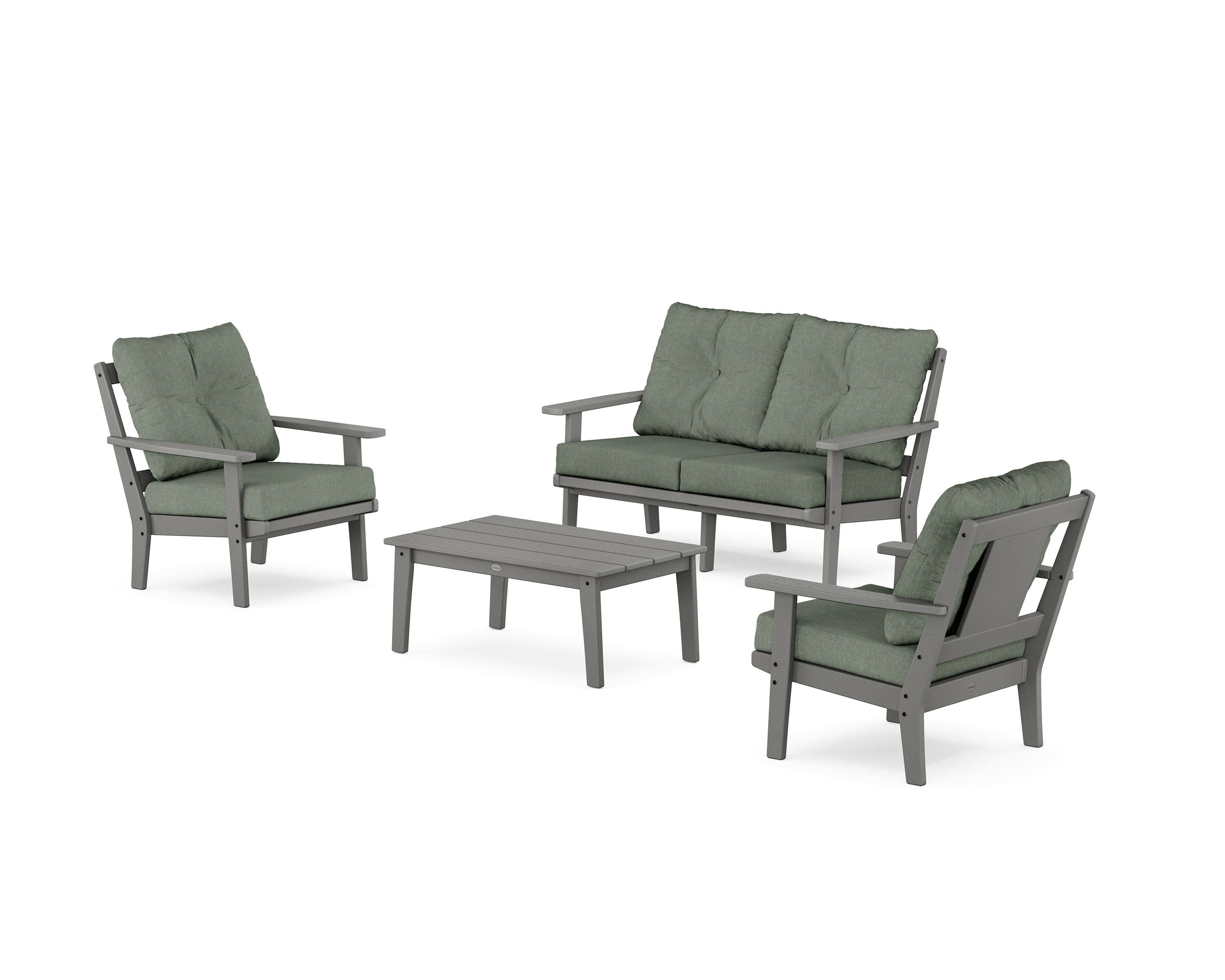 Prairie 4-Piece Deep Seating Set with Loveseat in Slate Grey / Cast Sage