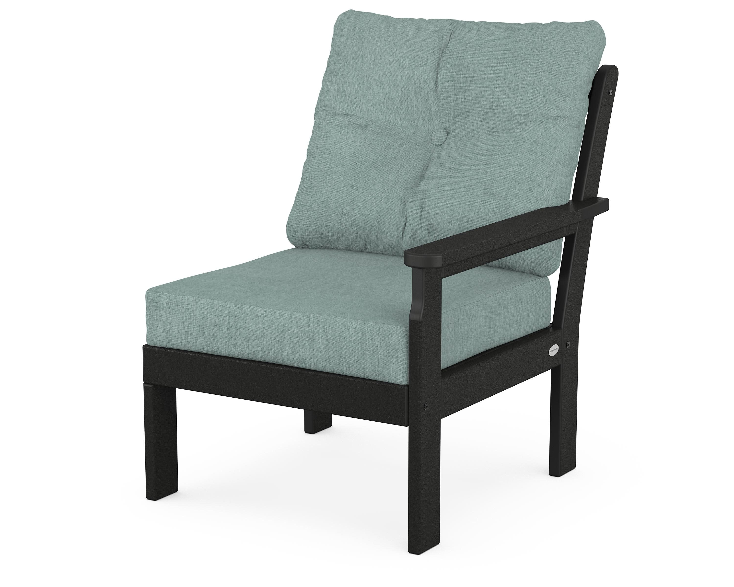 Vineyard Modular Right Arm Chair in Black / Glacier Spa