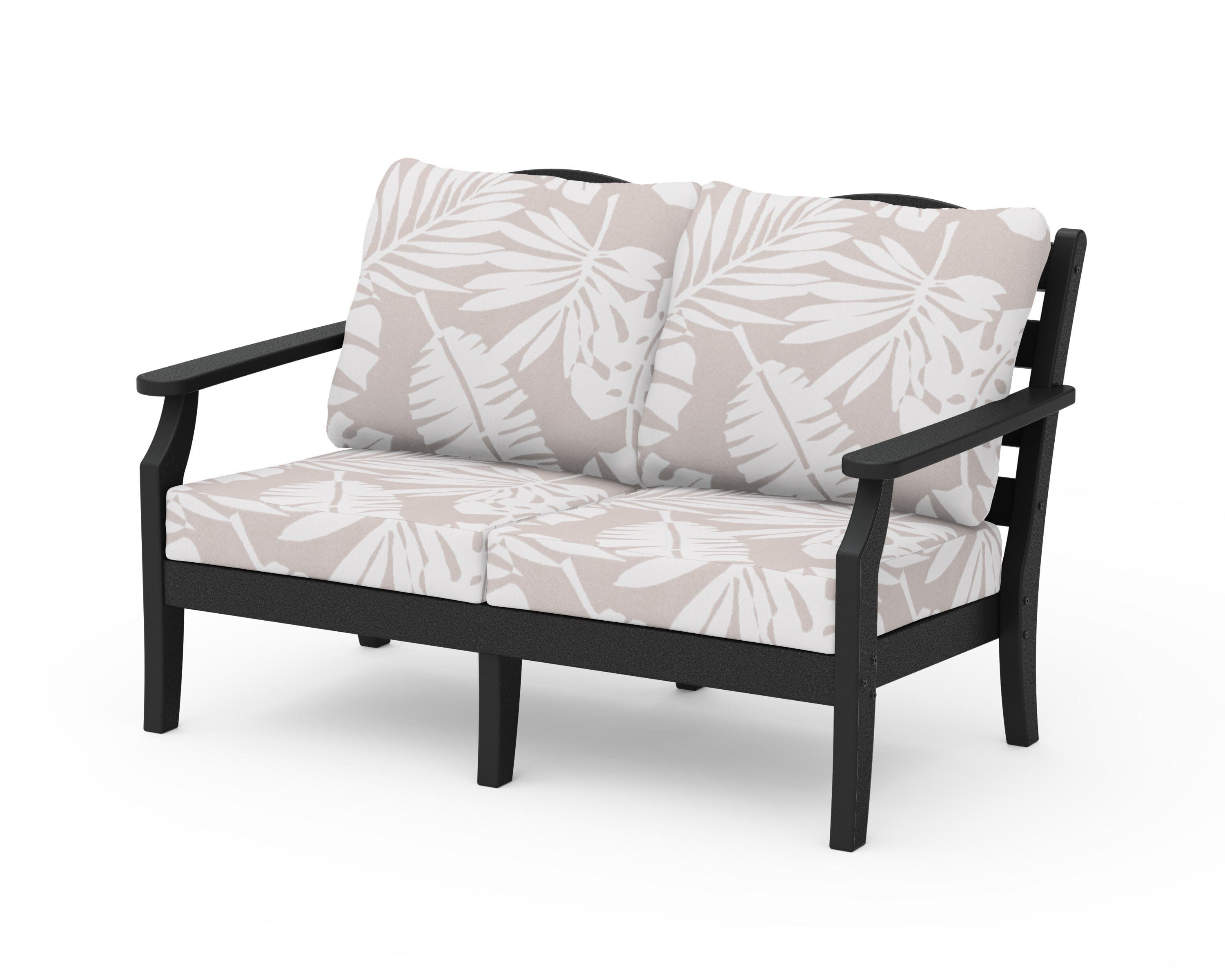 Savannah Deep Seating Loveseat in Black / Leaf Dune Burlap