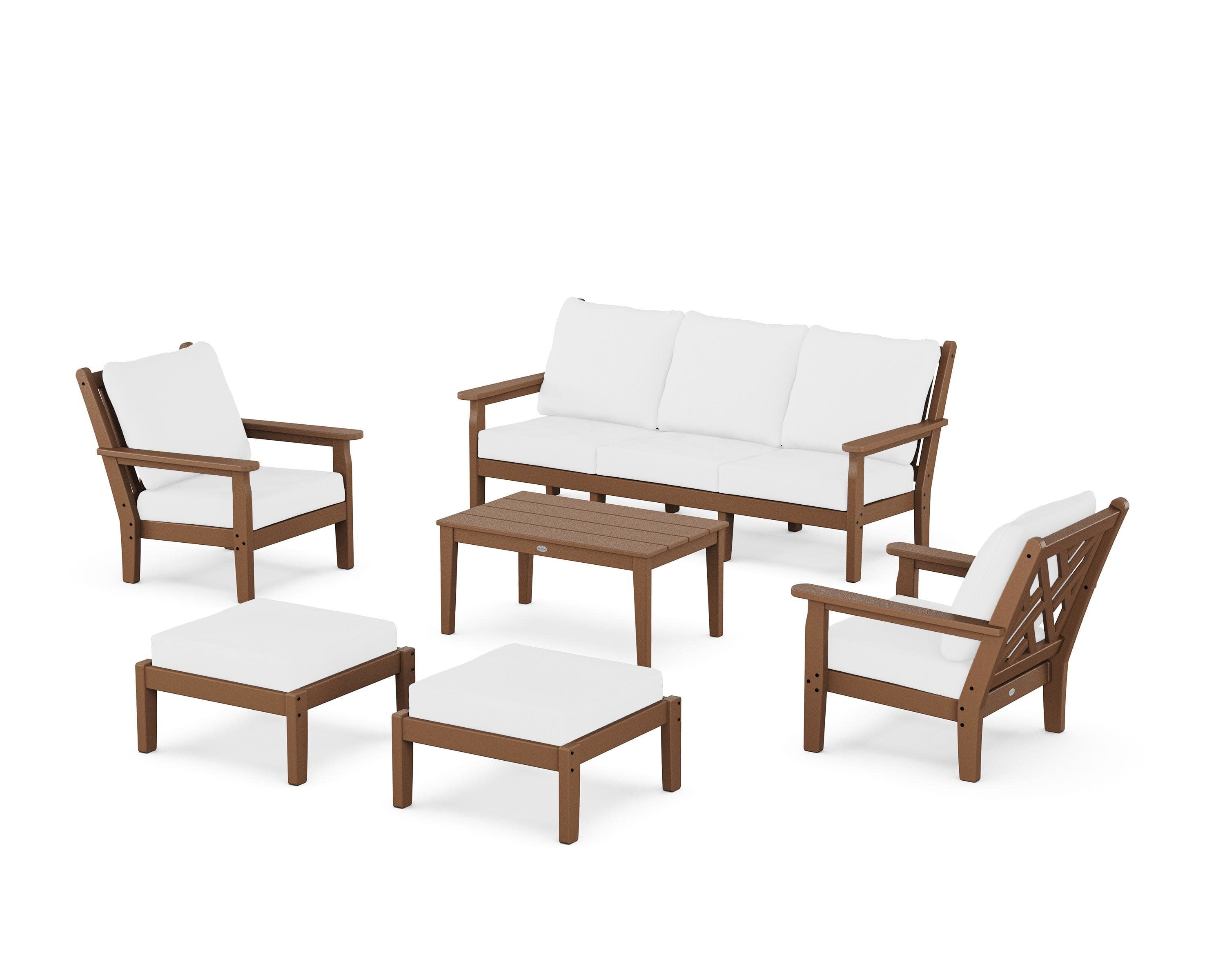 Chippendale 6-Piece Lounge Sofa Set in Teak / Natural