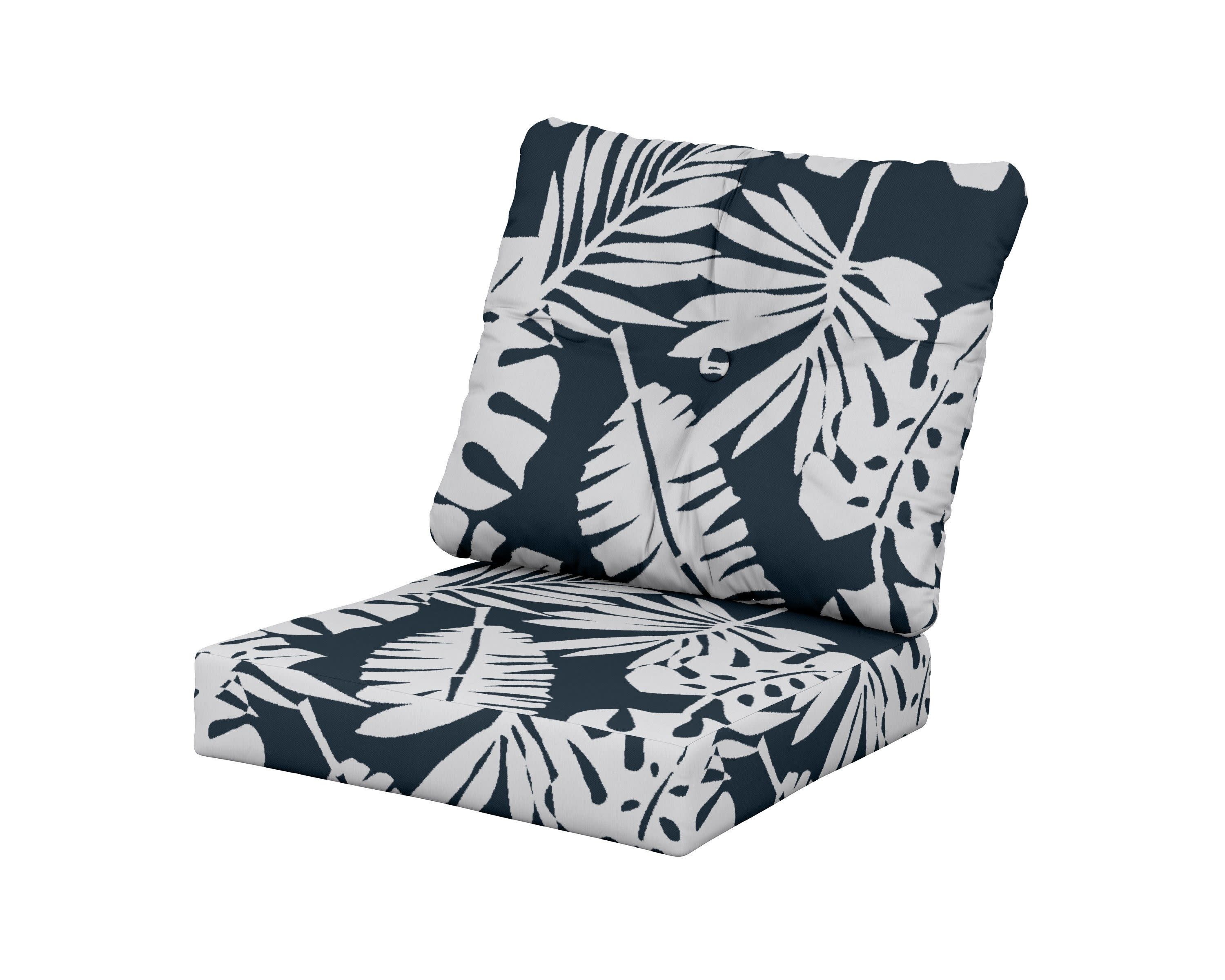Prescott Seat/Back Cushions in Leaf Marine Indigo